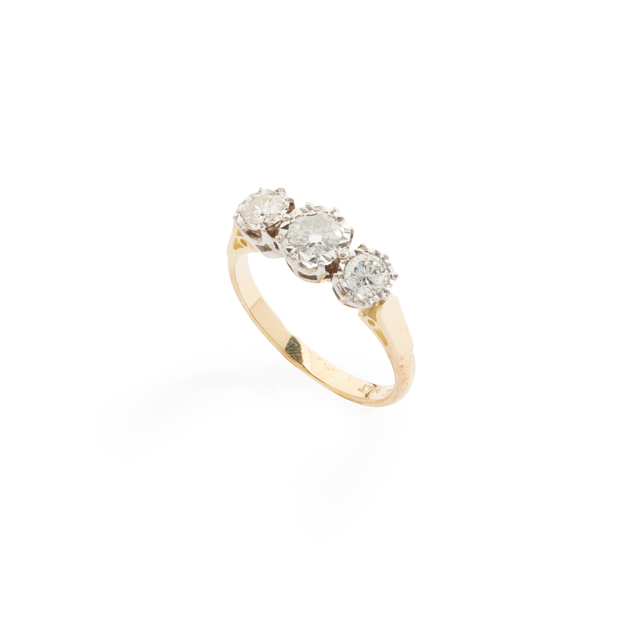 A diamond three-stone ring