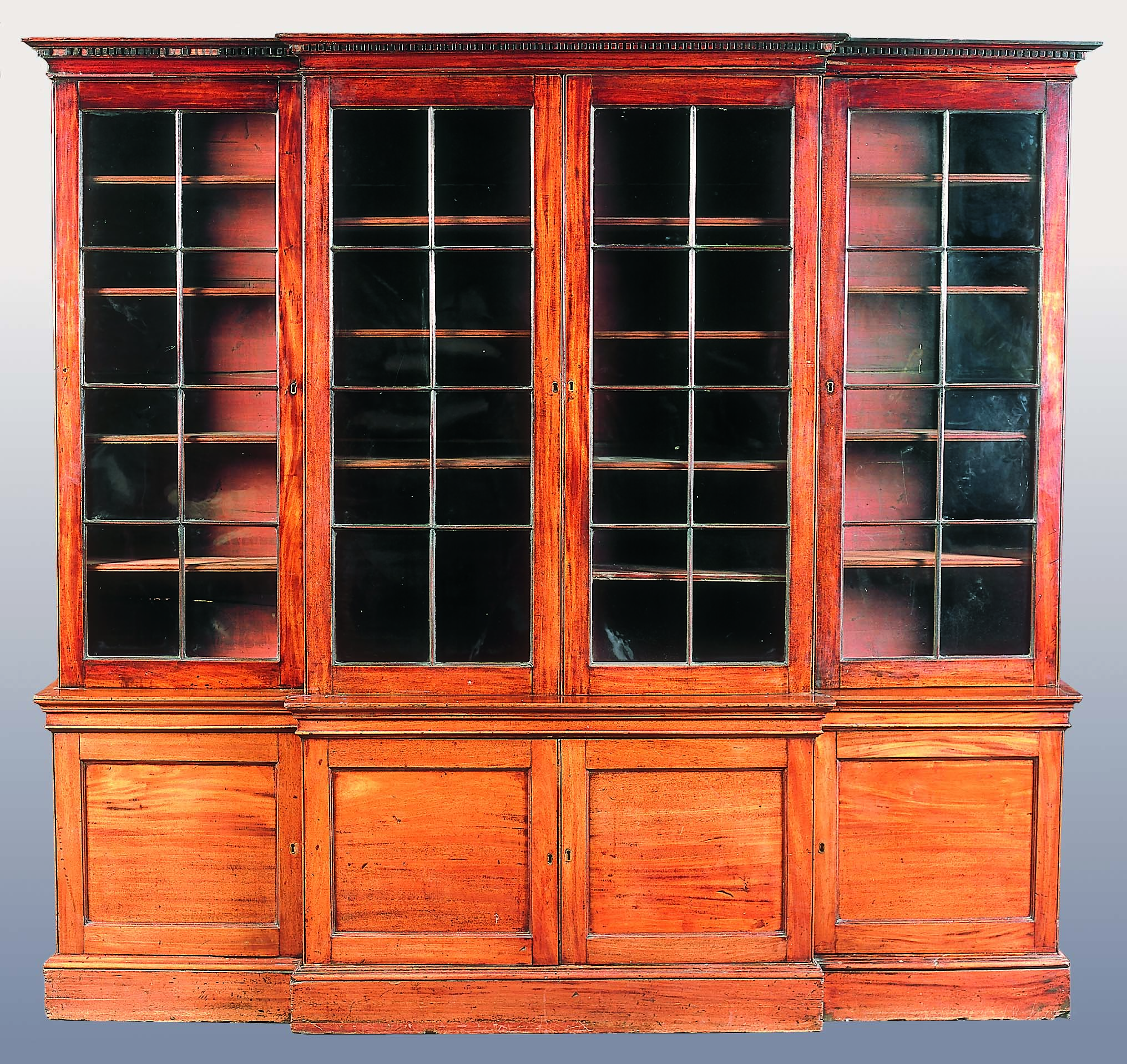 A 19th century mahogany breakfront bookcase