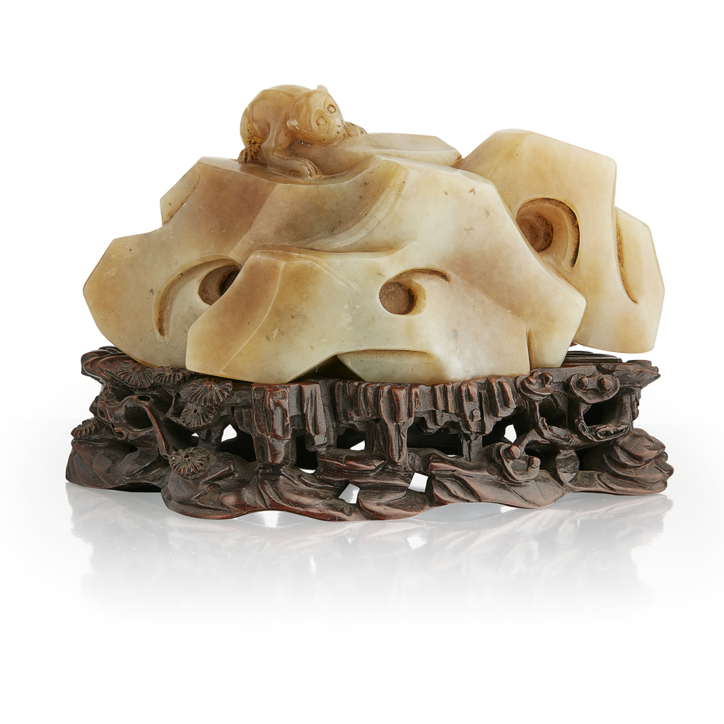 JADE CARVED 'MONKEY' BOULDER