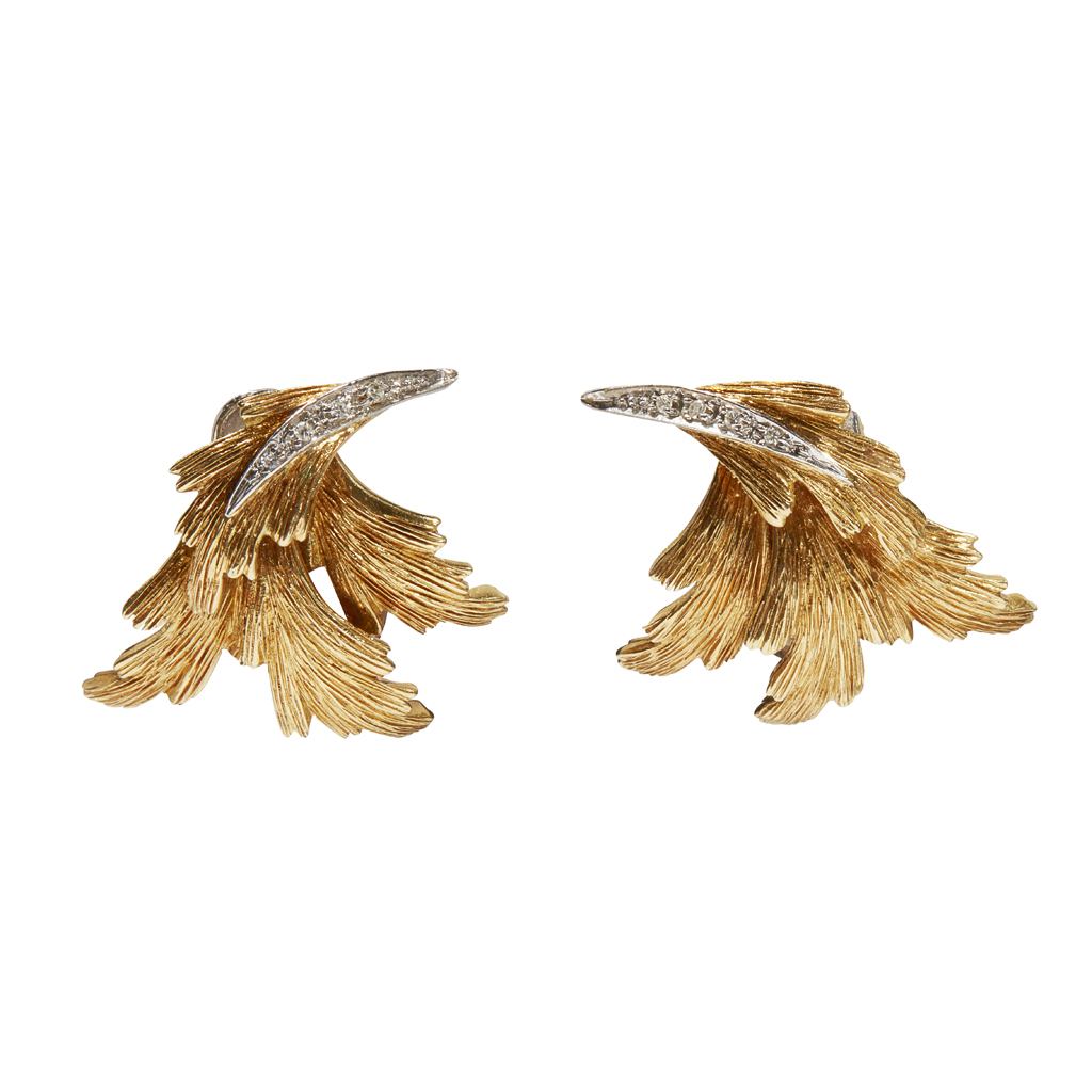 A pair of 18ct gold diamond set earrings