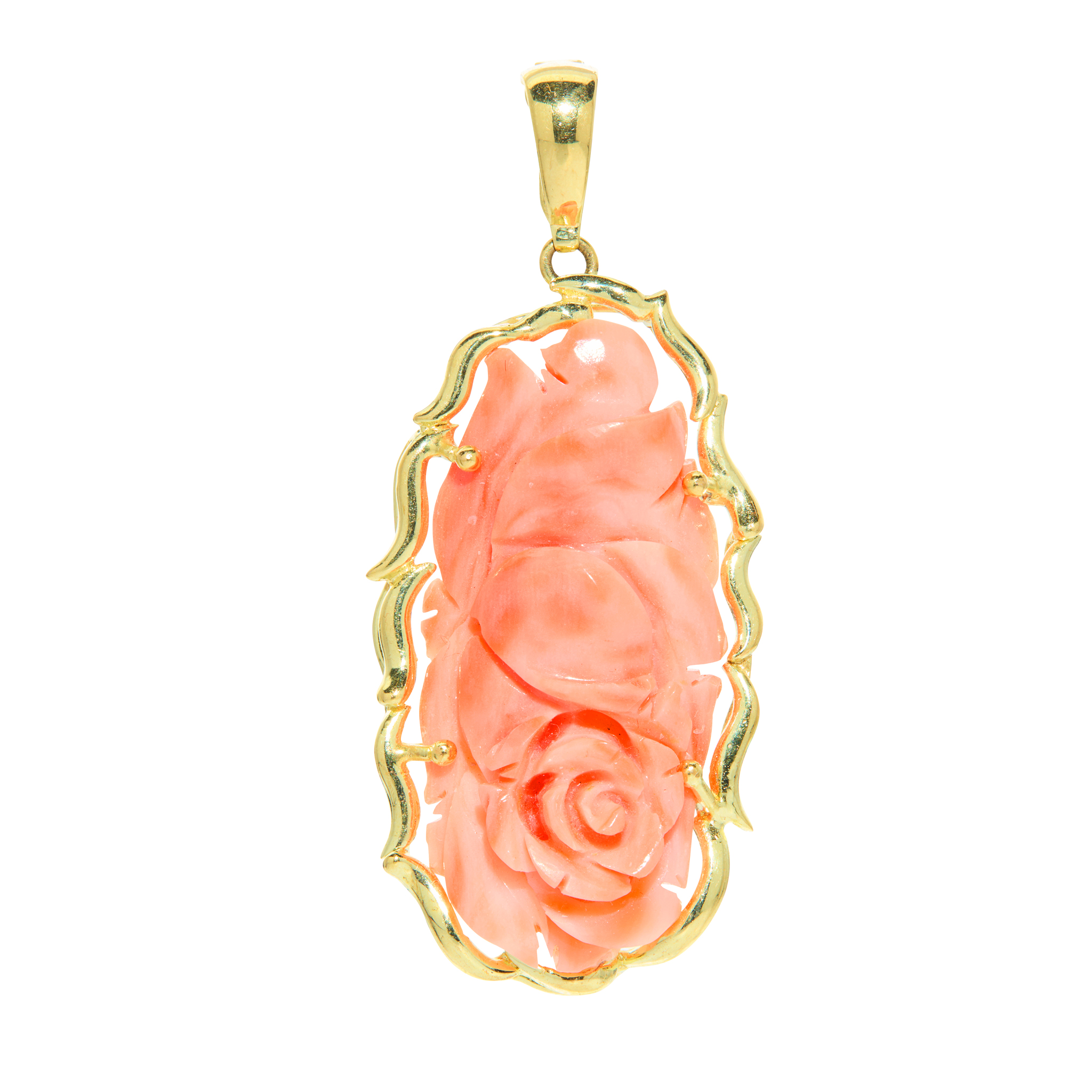 A carved coral pendant