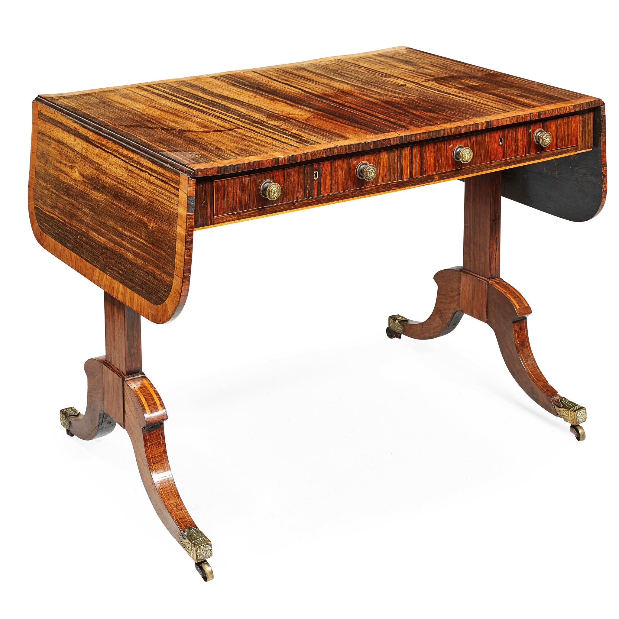 REGENCY ZEBRAWOOD AND KINGWOOD SOFA TABLE