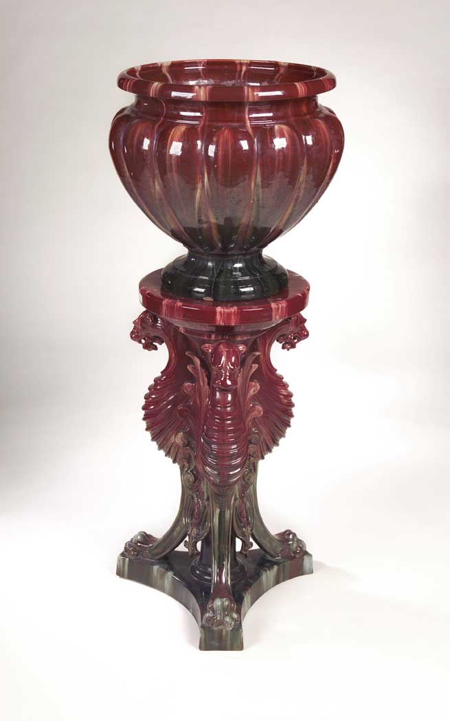 A large Dunmore jardiniere and stand,