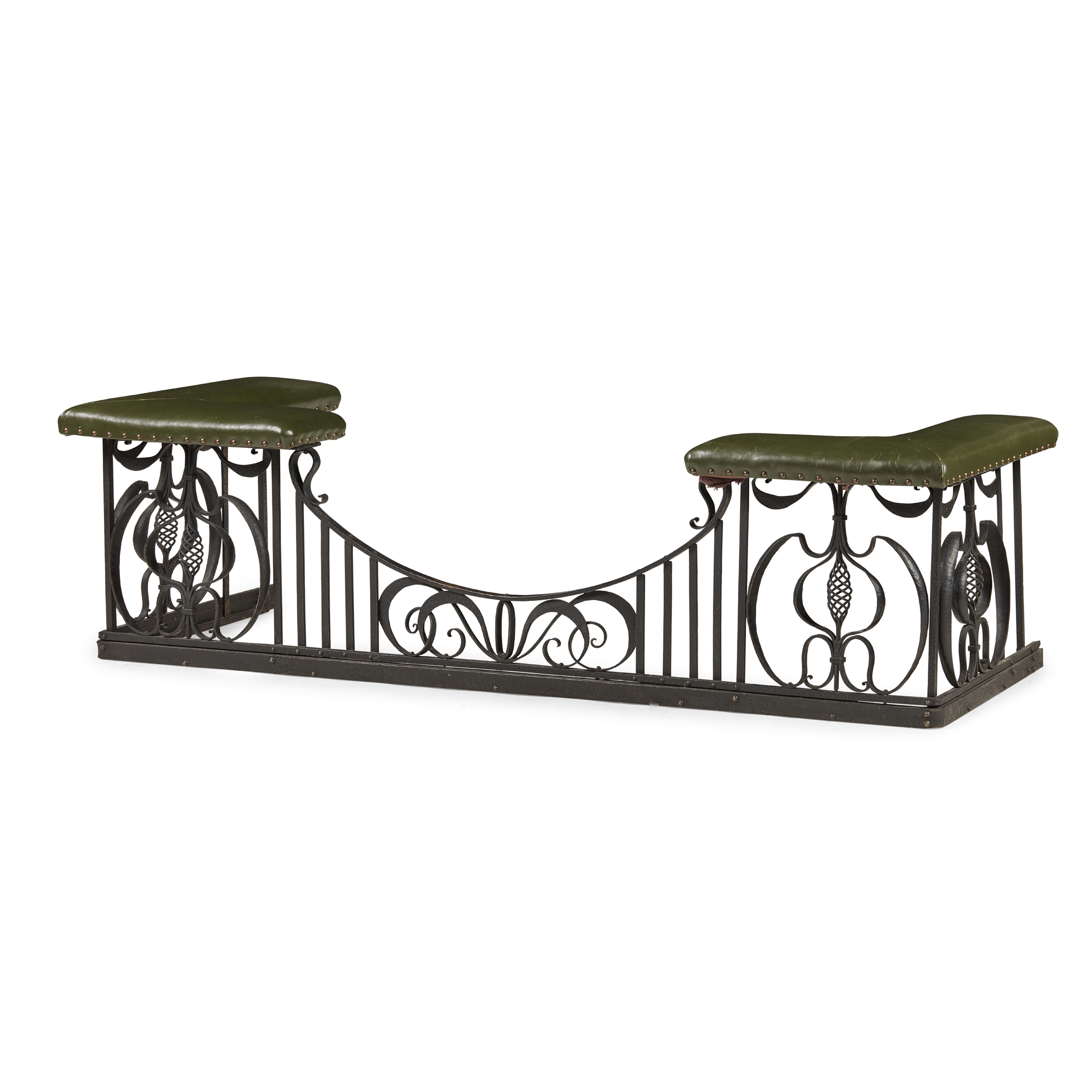 ART NOUVEAU BLACKENED STEEL CLUB FENDER, BY THOMAS HADDEN, EDINBURGH