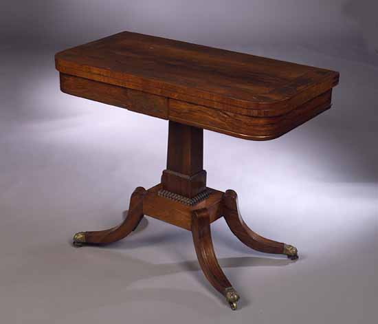A Regency brass inlaid rosewood card table