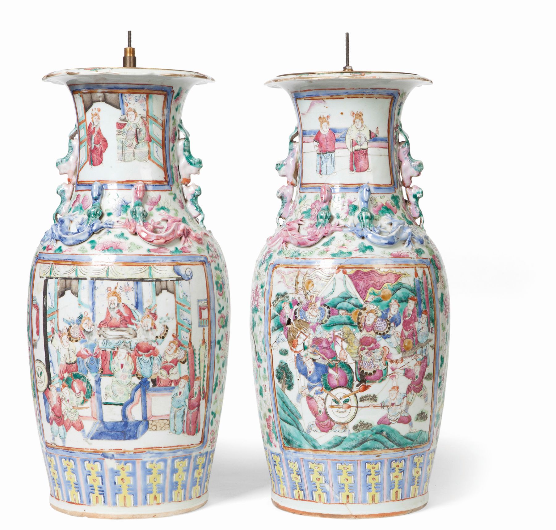PAIR OF CHINESE CANTON VASES