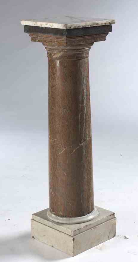A 19th century veined red and white marble sculpture pedestal