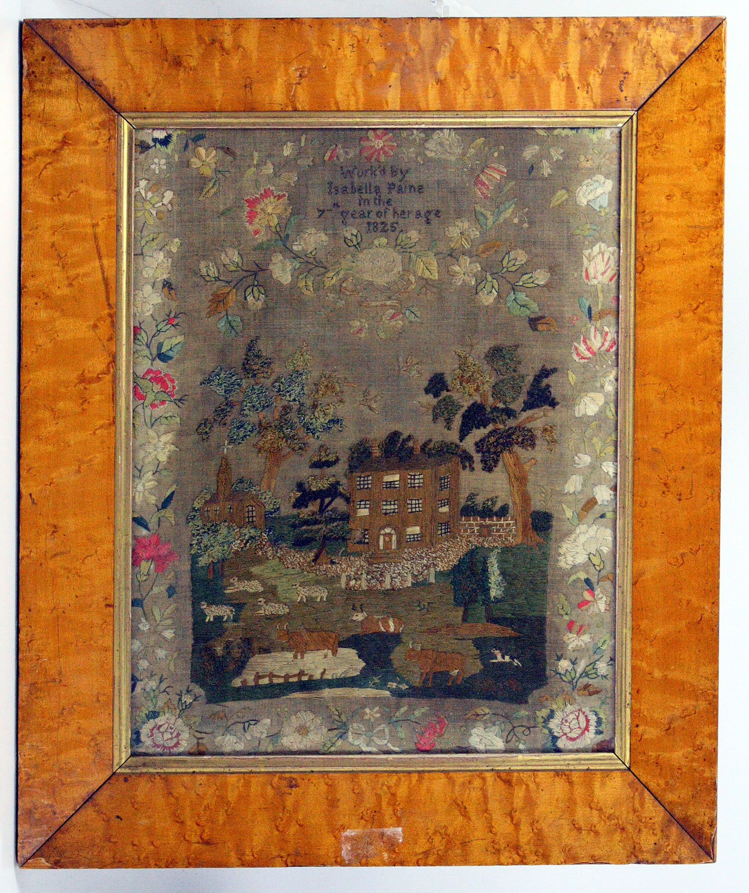 A fine Regency period embroidered silk and stumpwork sampler