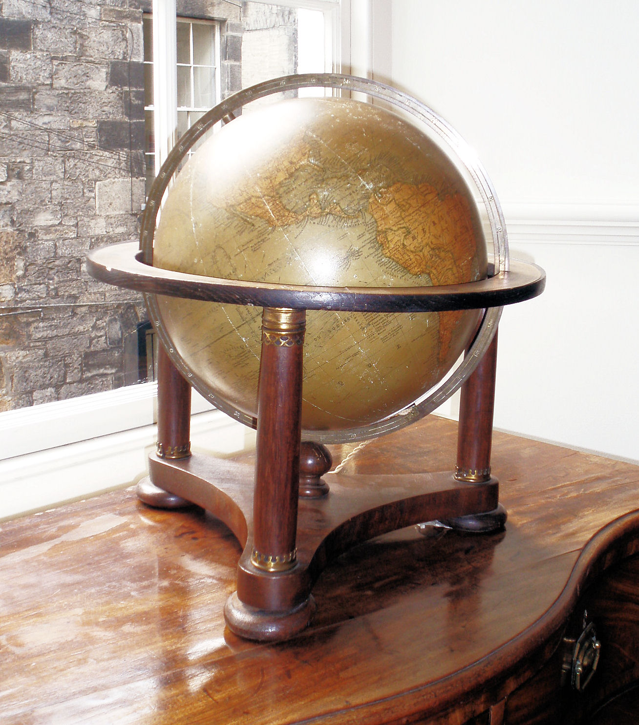 FRENCH TERRESTRIAL GLOBE, BY GIRARD BARRERE, PARIS