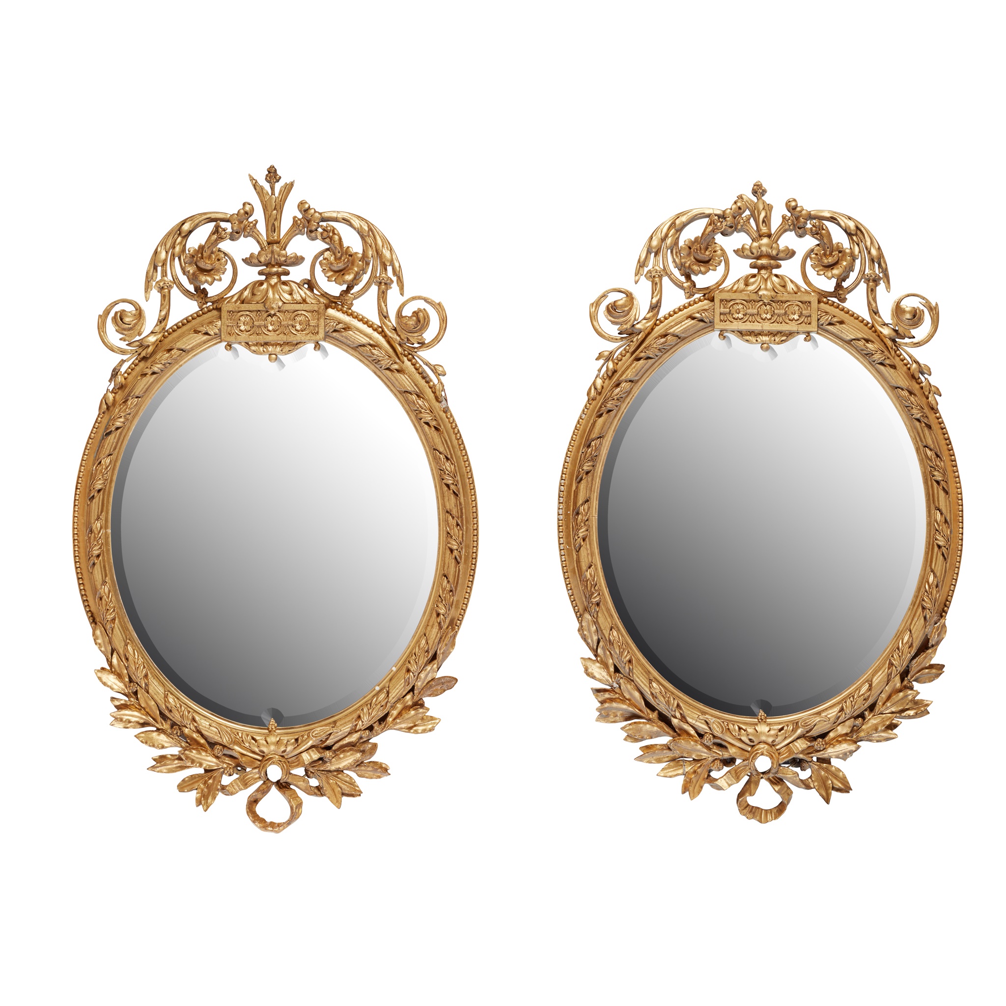 PAIR OF GEORGE III STYLE GILTWOOD MIRRORS