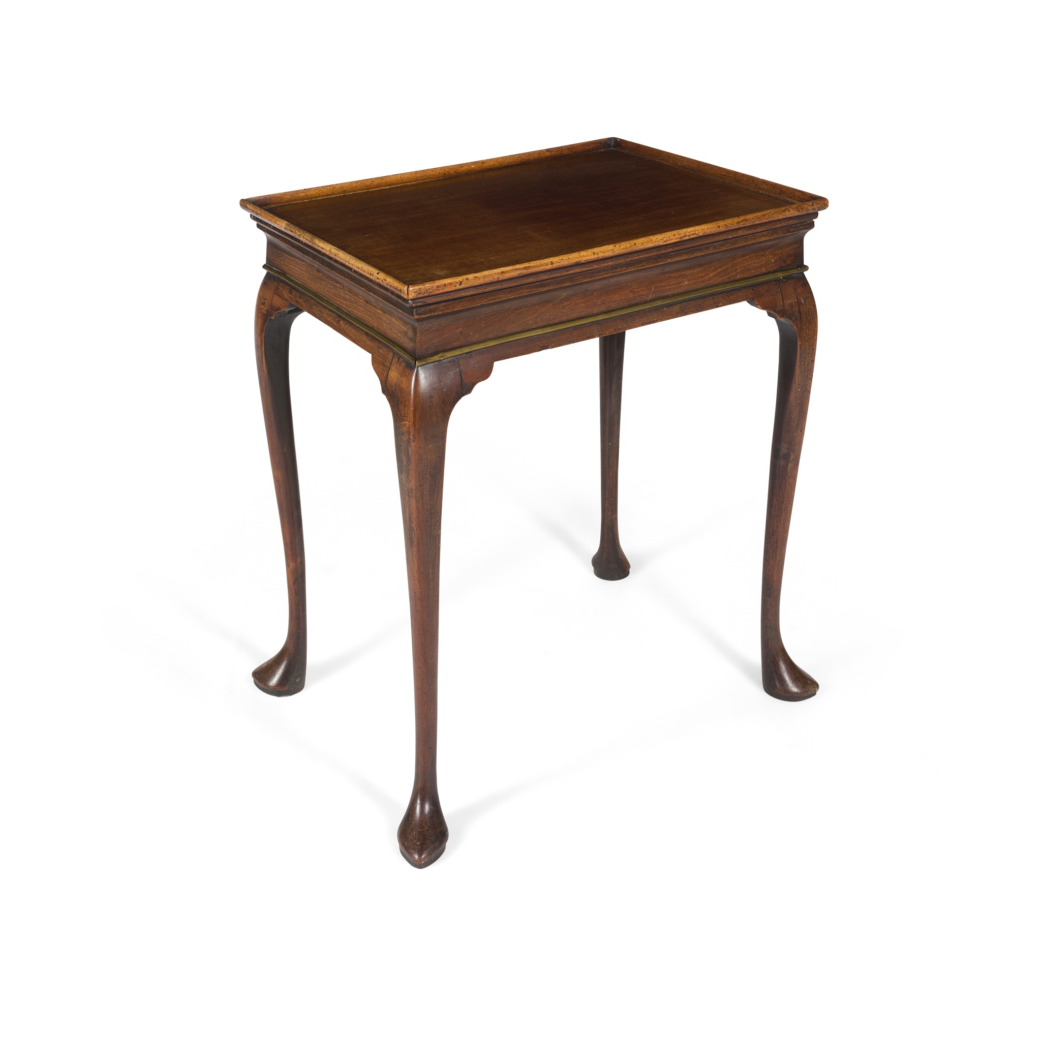 GEORGE II MAHOGANY BRASS MOUNTED TEA TABLE
