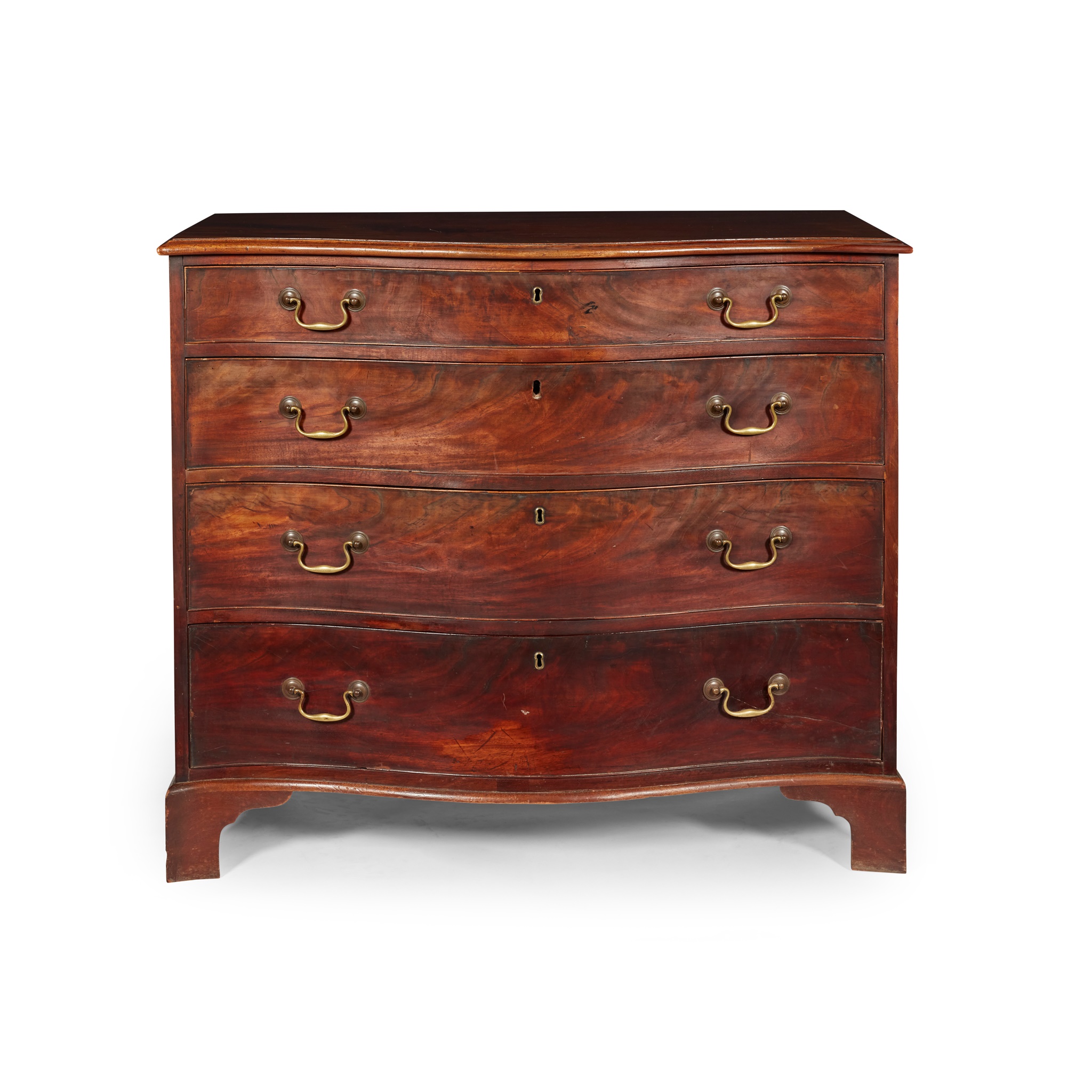 GEORGE III MAHOGANY SERPENTINE CHEST OF DRAWERS