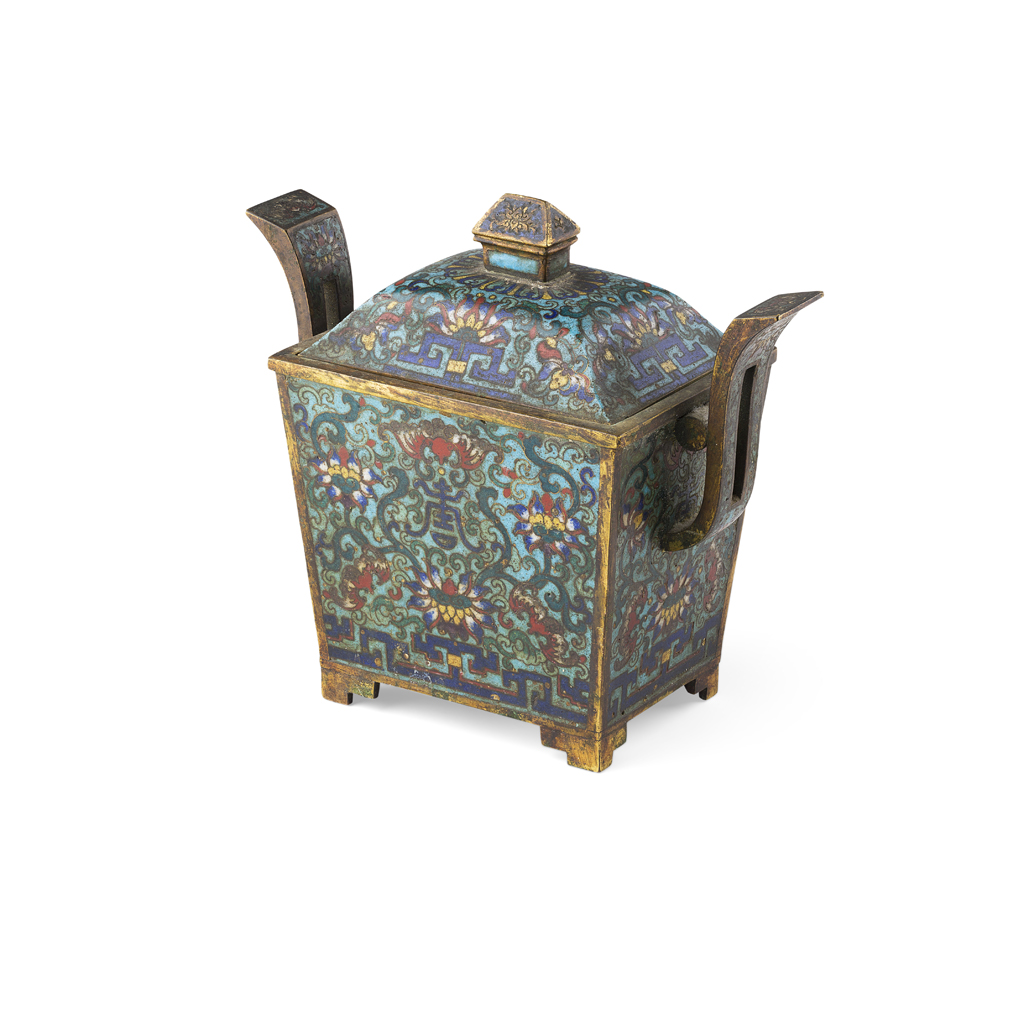 CLOISONNÉ ENAMEL INCENSE BURNER AND COVER