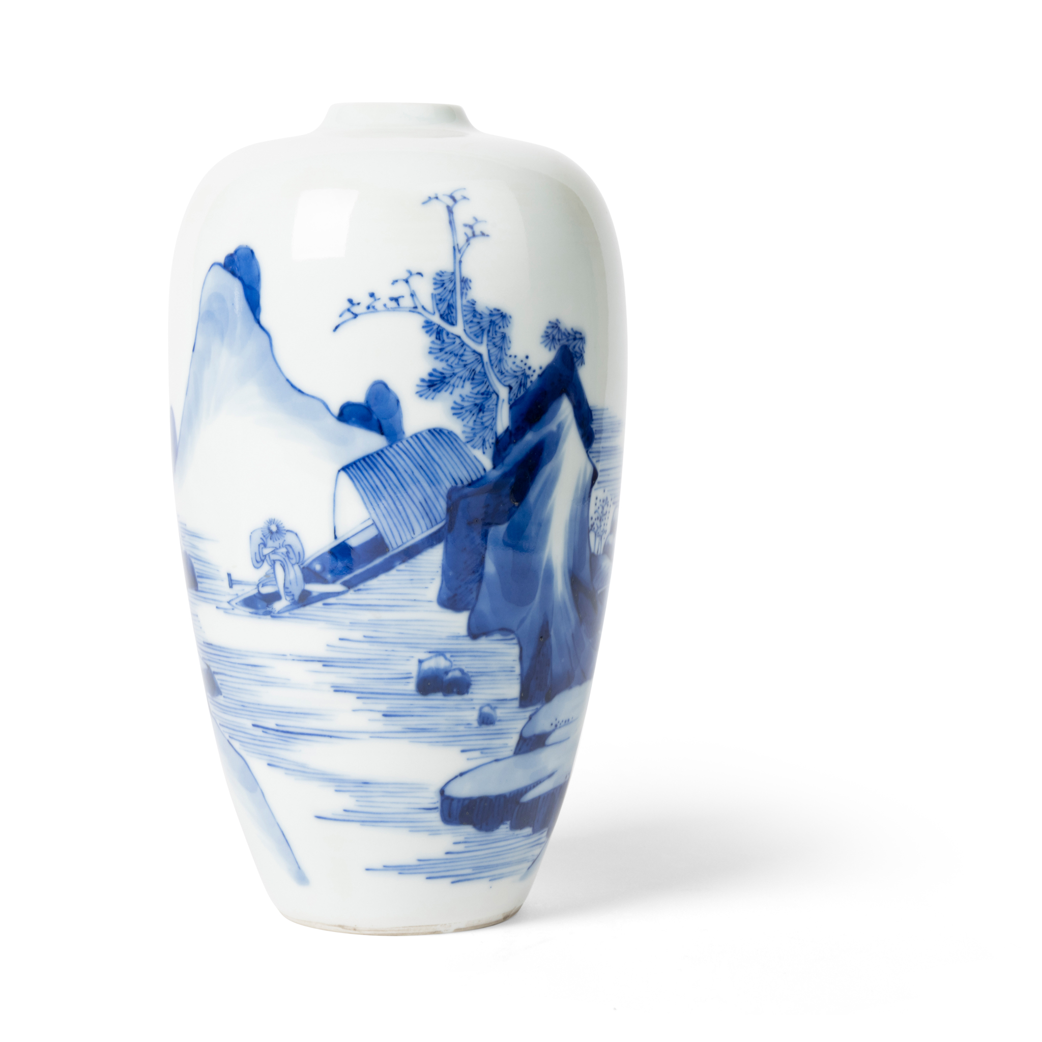 CHINESE BLUE AND WHITE 'FISHER' JAR
