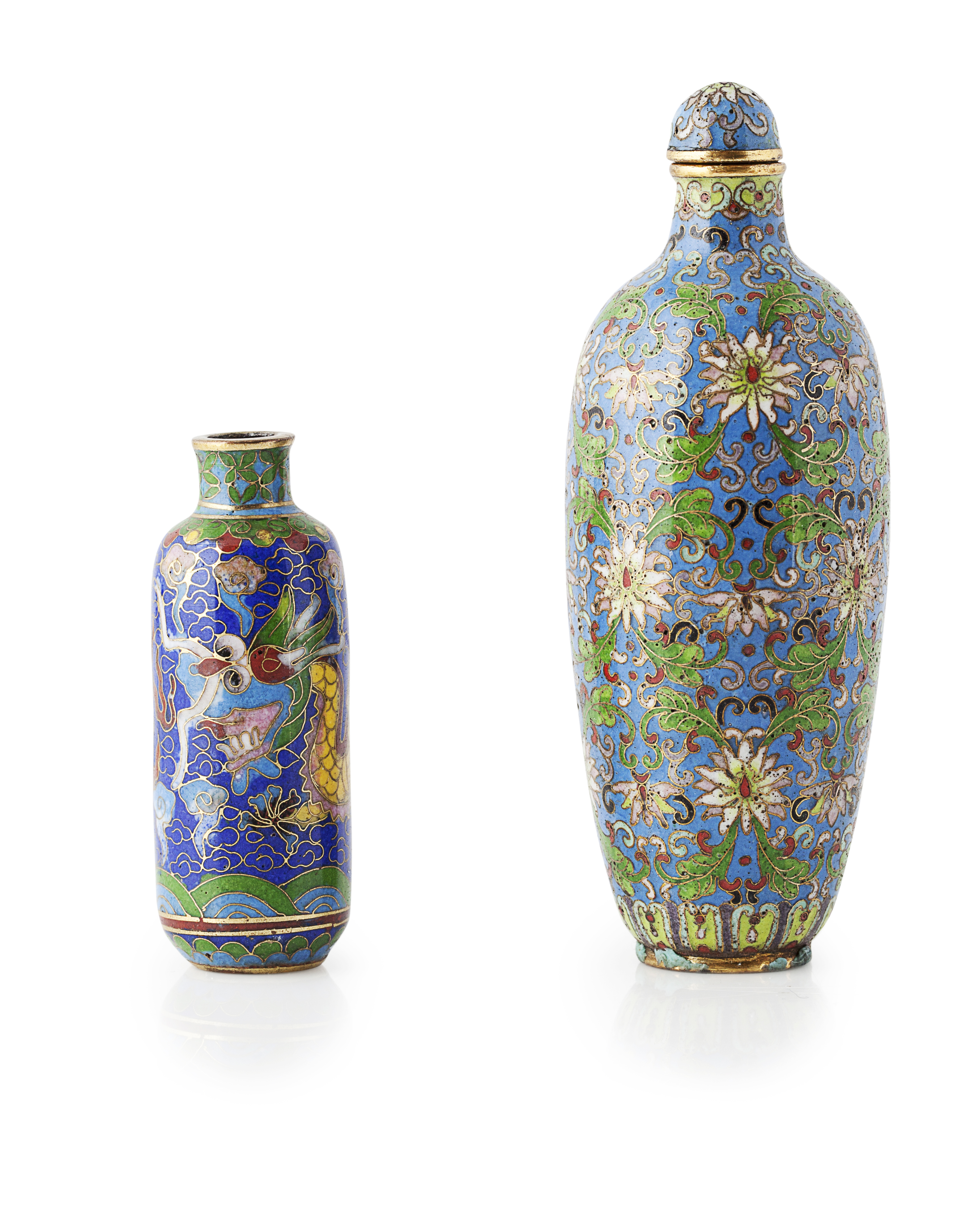 TWO CLOISONNÉ SNUFF BOTTLES