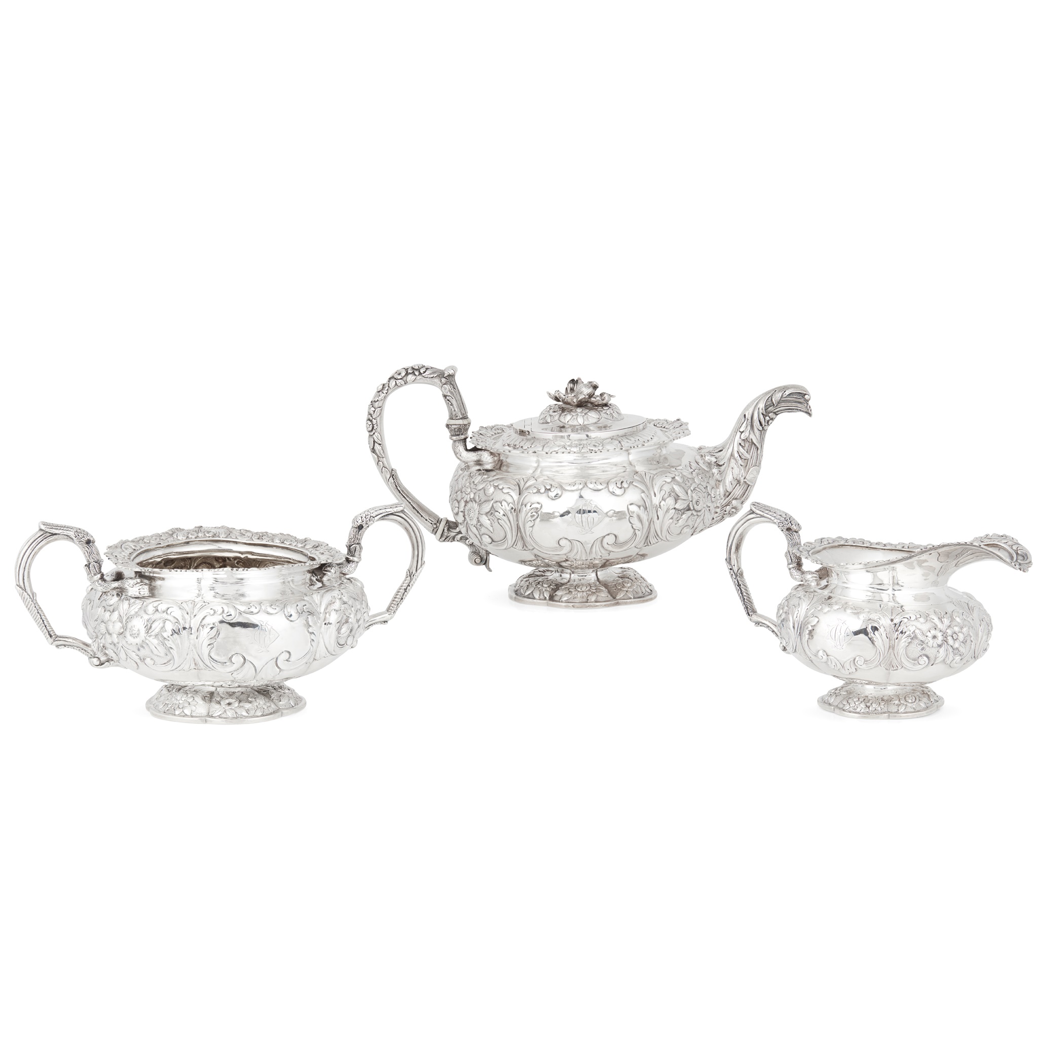 A George IV three-piece tea service