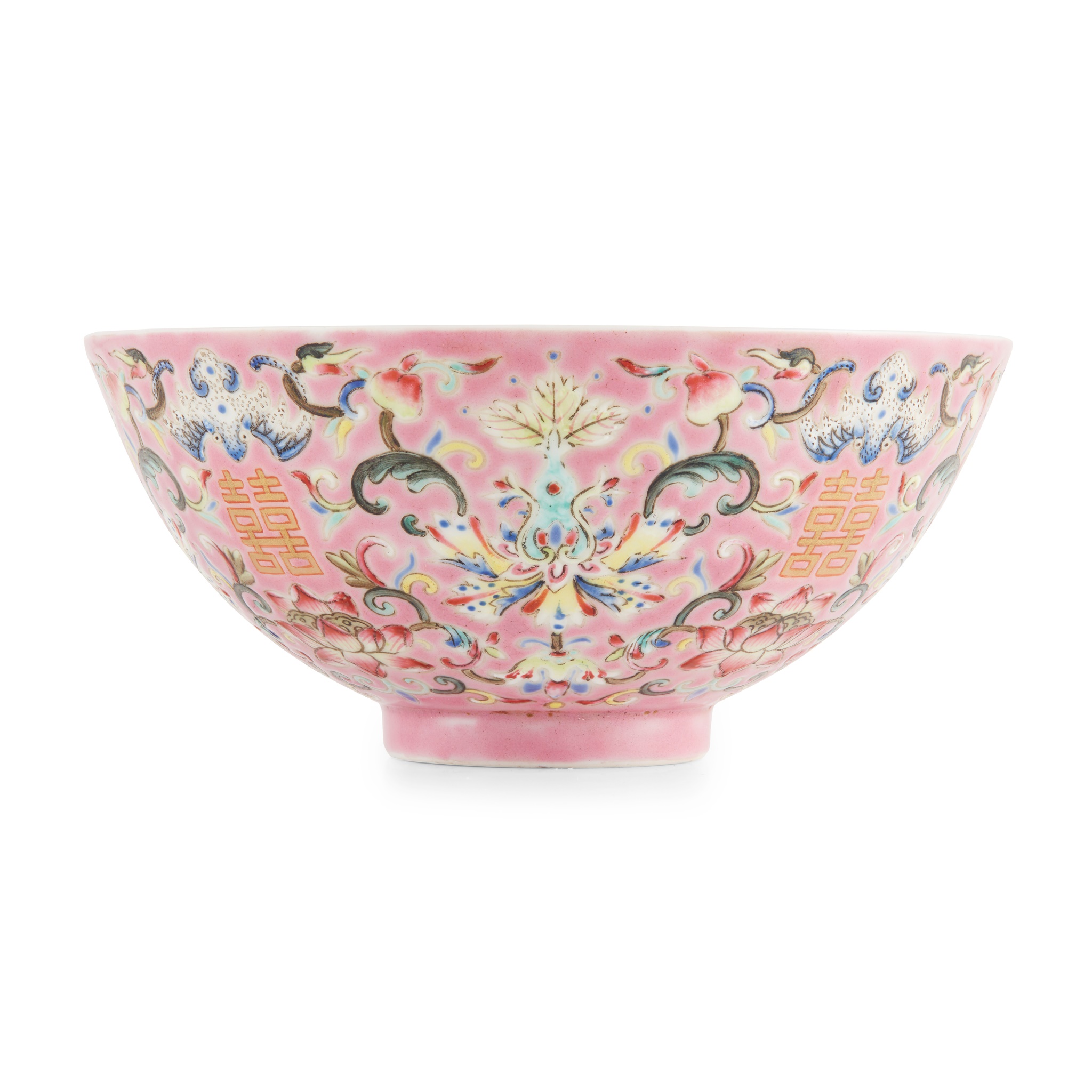 PINK-GROUND FAMILLE ROSE 'MARRIAGE' BOWL