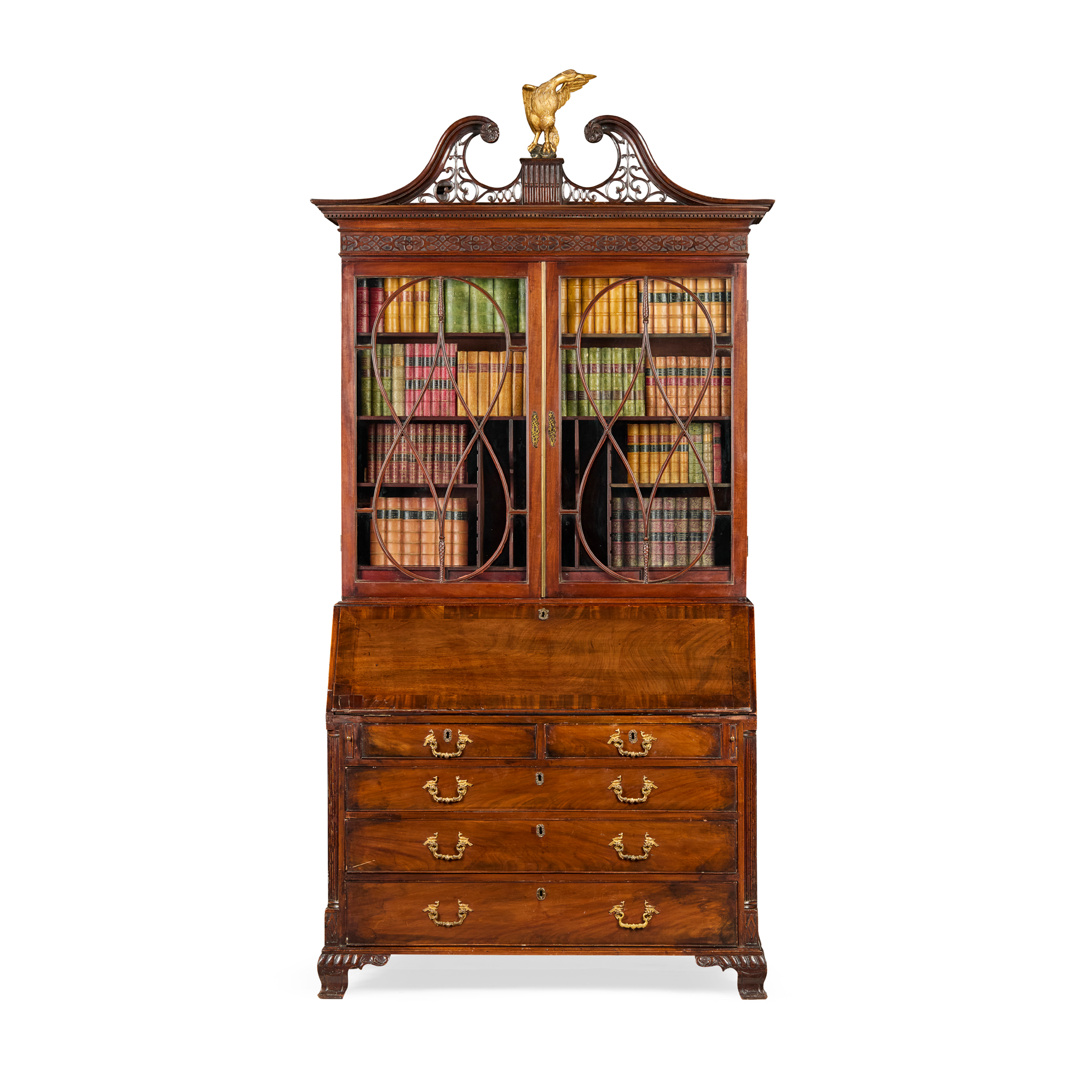 SCOTTISH GEORGE III MAHOGANY BUREAU CABINET, POSSIBLY THE WORKSHOP OF ALEXANDER PETER