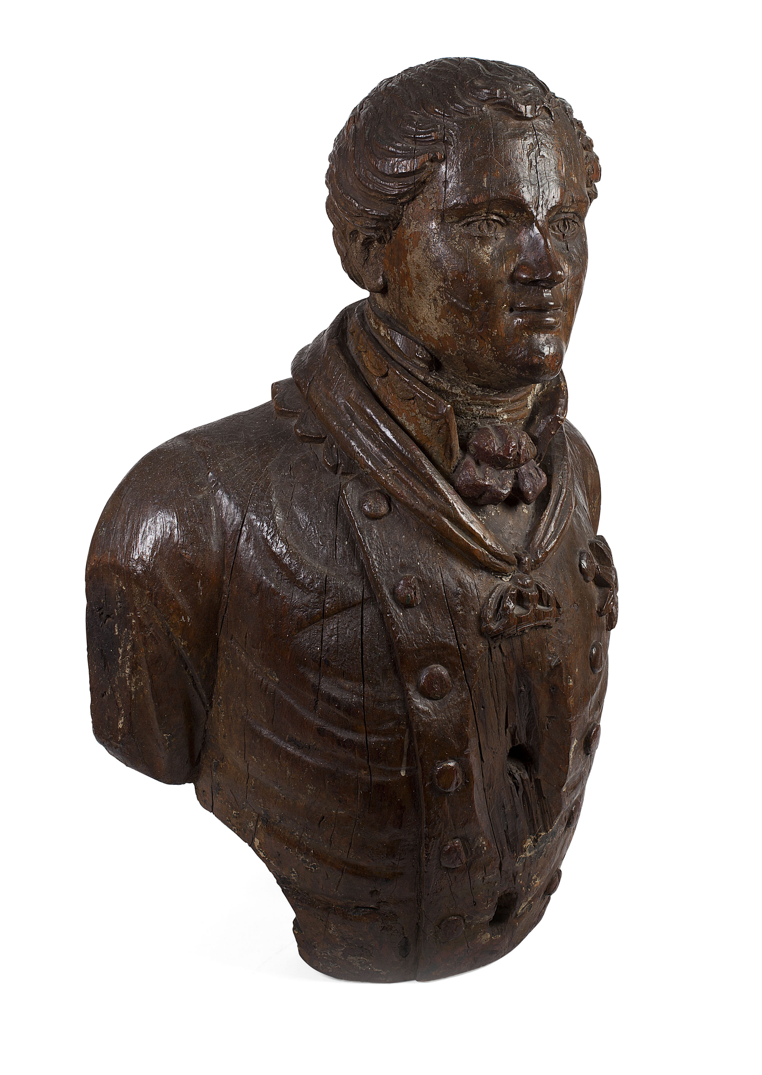 CONTINENTAL CARVED OAK SHIP'S FIGUREHEAD