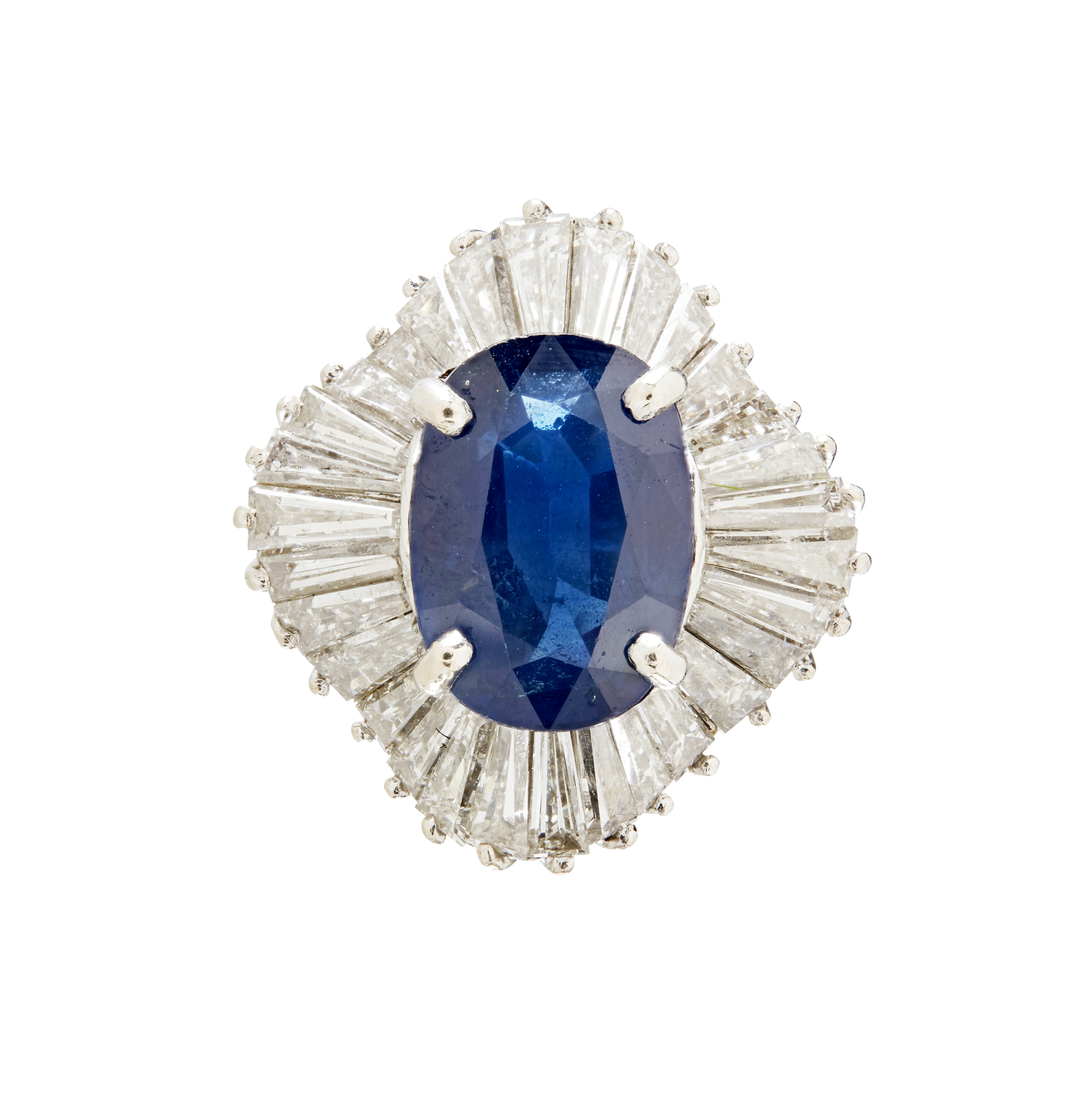 A sapphire and diamond cluster ring