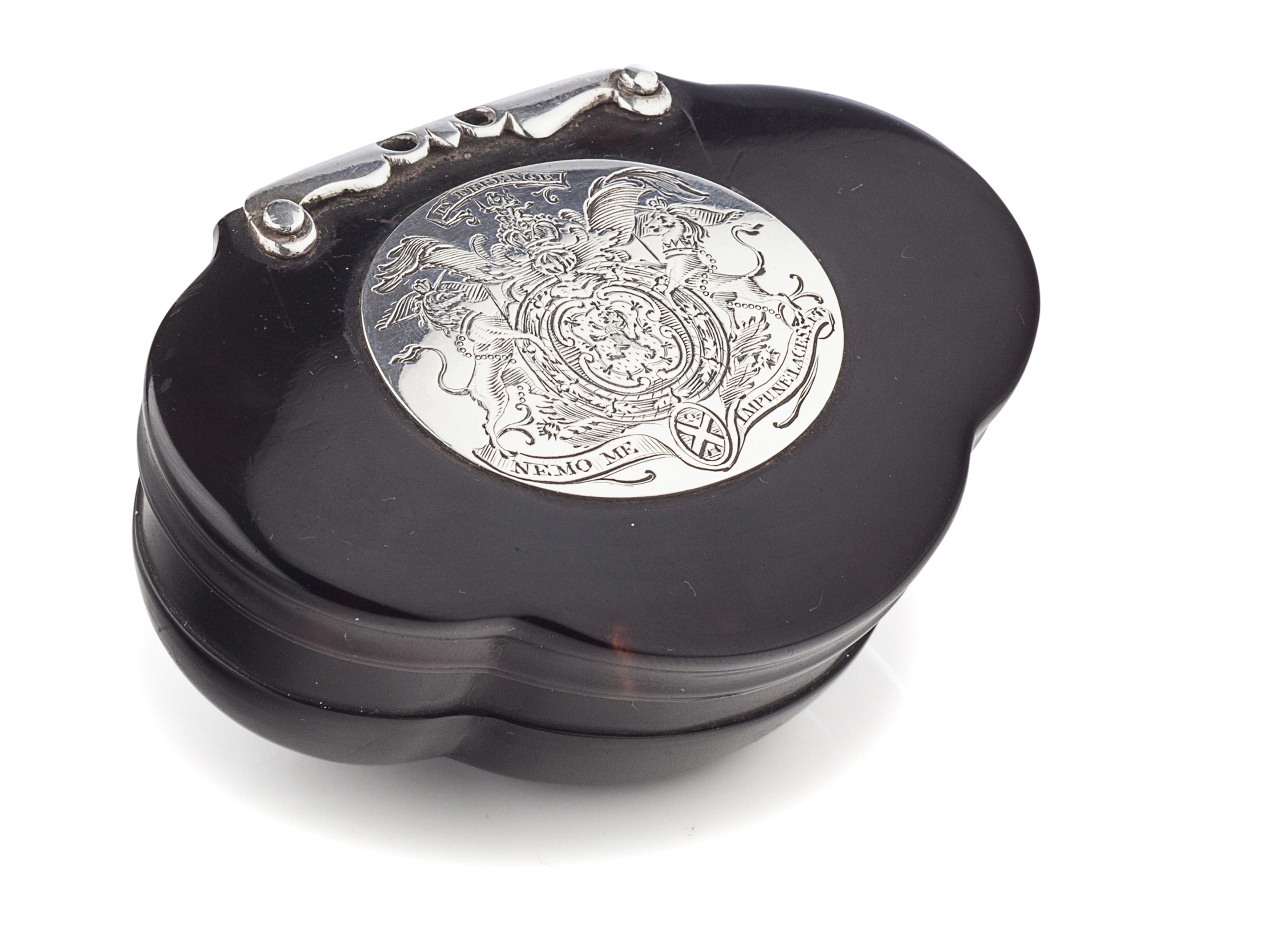 A Jacobite presentation silver and tortoiseshell snuff box