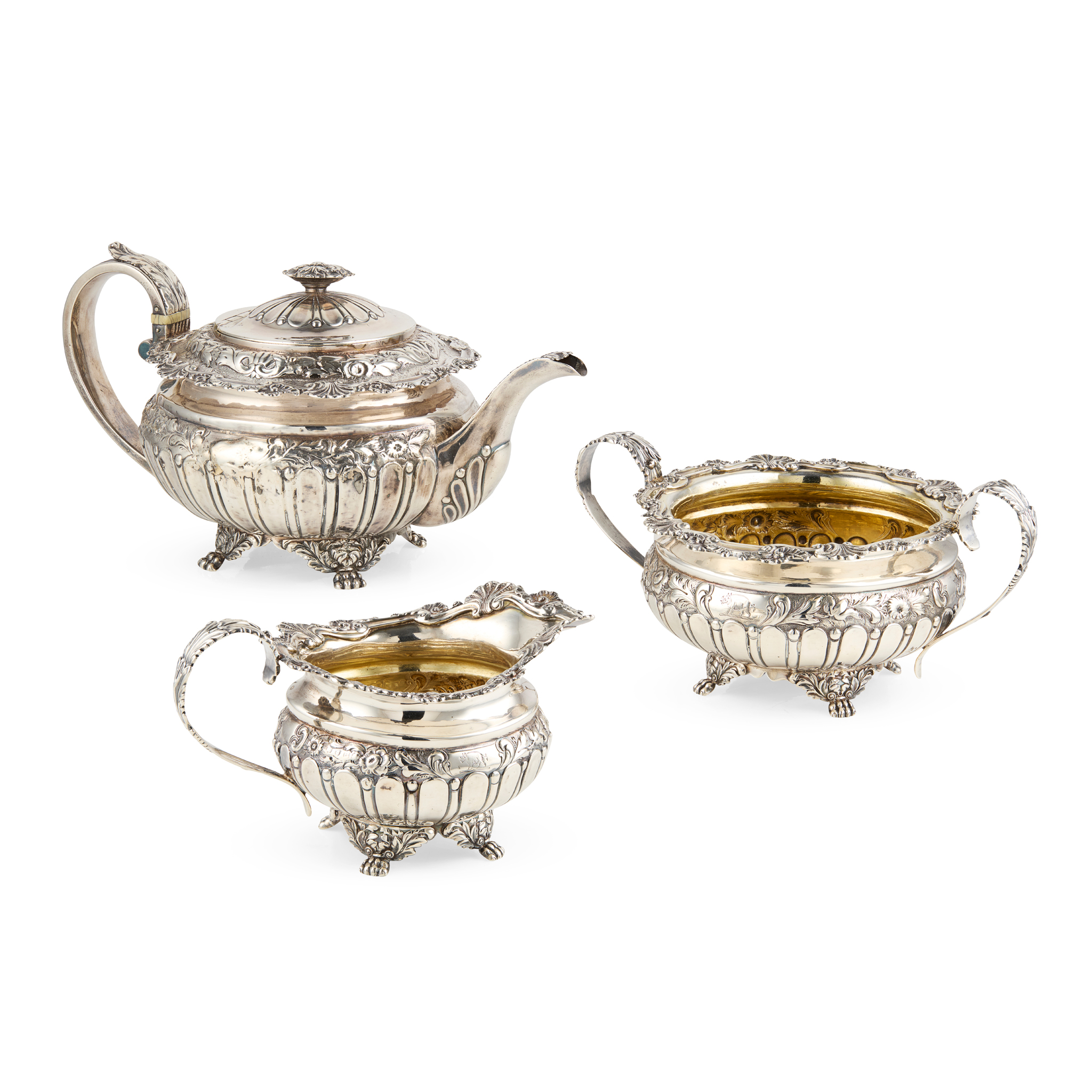 A GEORGE IV THREE PIECE TEA SERVICE