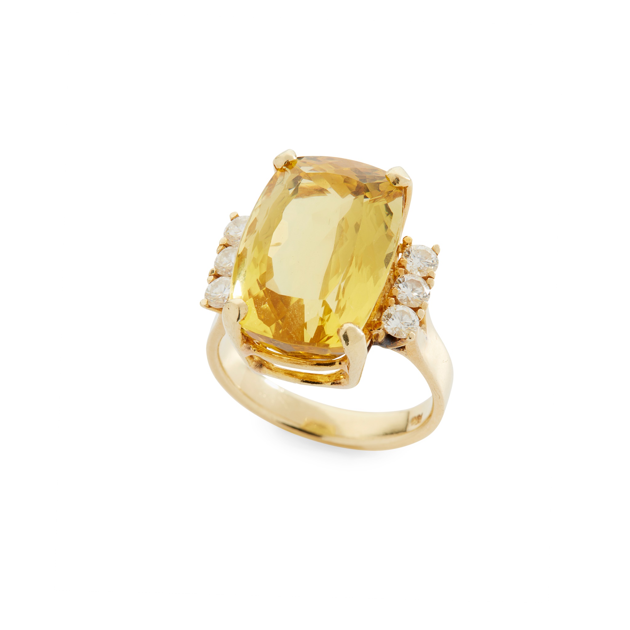 A yellow beryl and diamond cocktail ring
