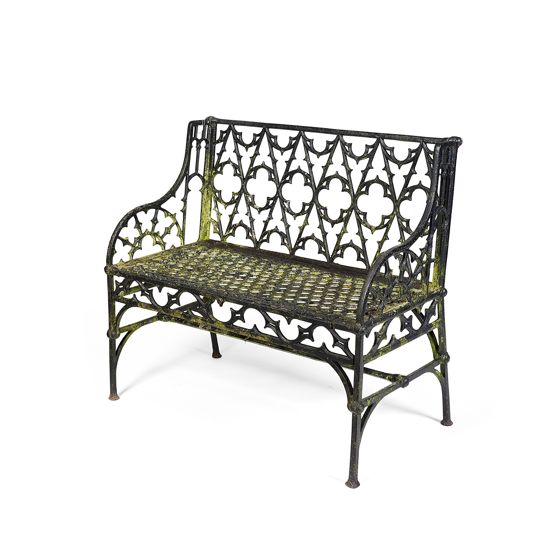 SMALL VICTORIAN 'GOTHIC' CAST IRON GARDEN BENCH
