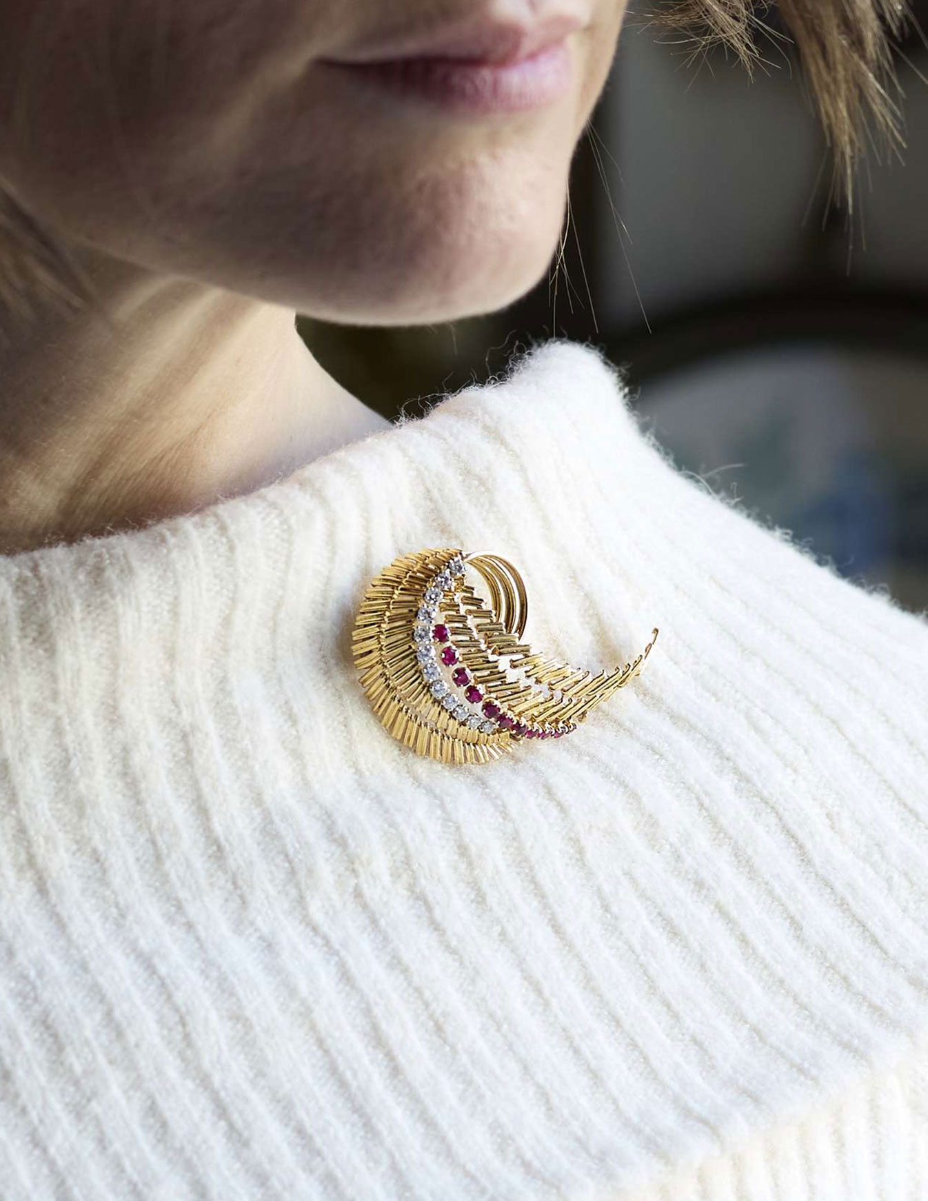 Cartier: A ruby and diamond brooch