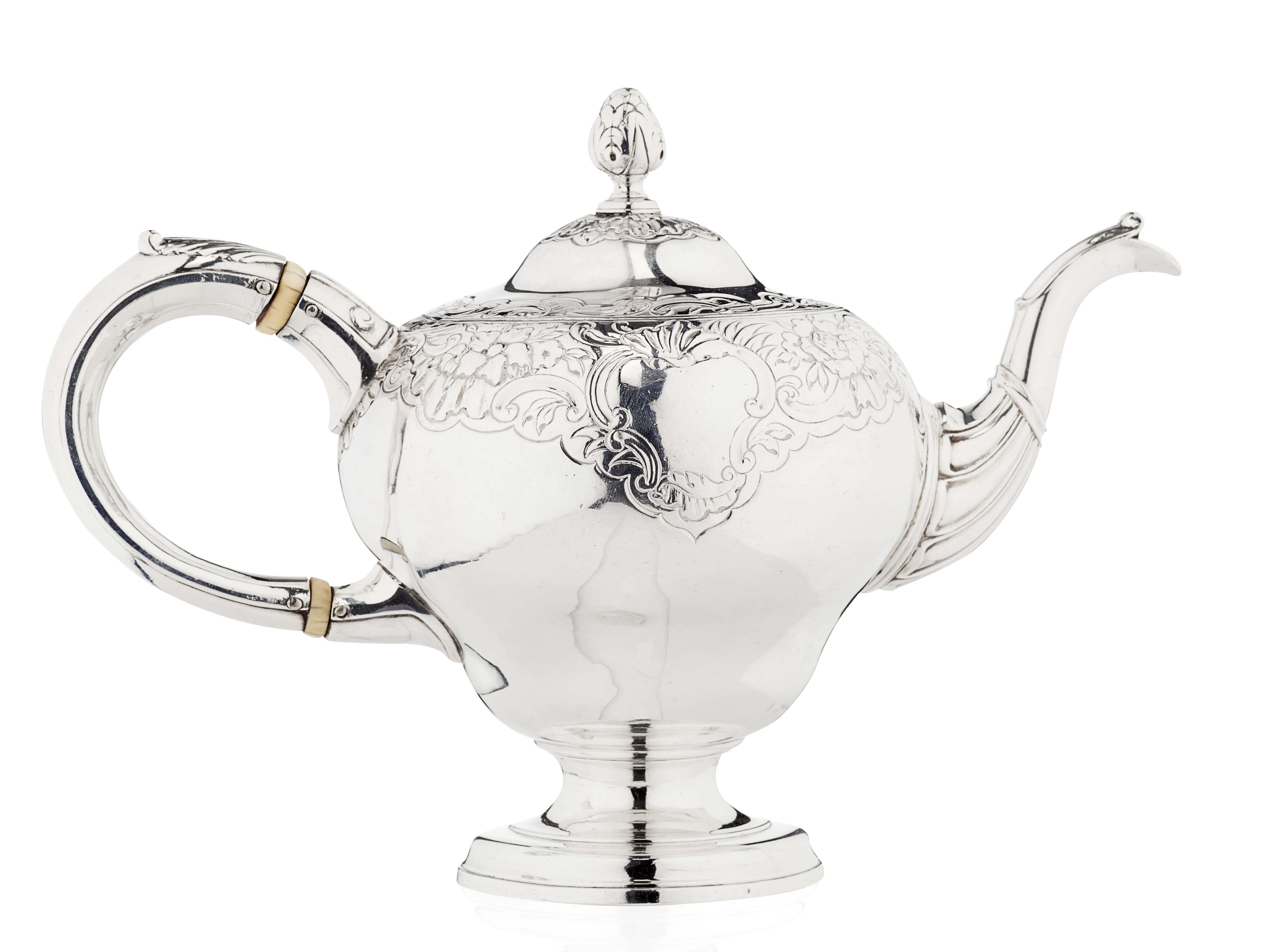 A mid 18th century inverted pear shaped teapot