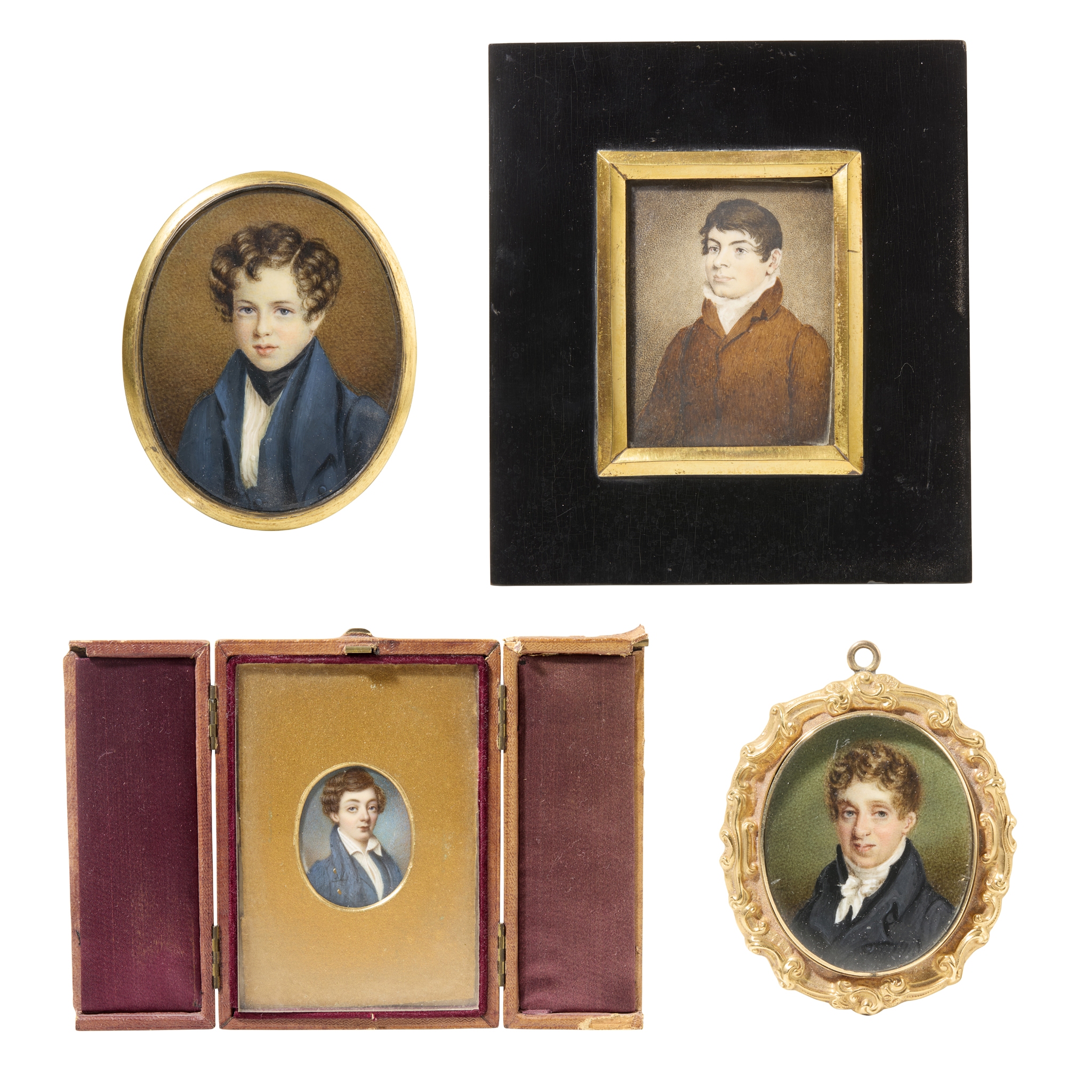 GROUP OF FOUR PORTRAIT MINIATURES OF YOUNG MEN AND BOYS