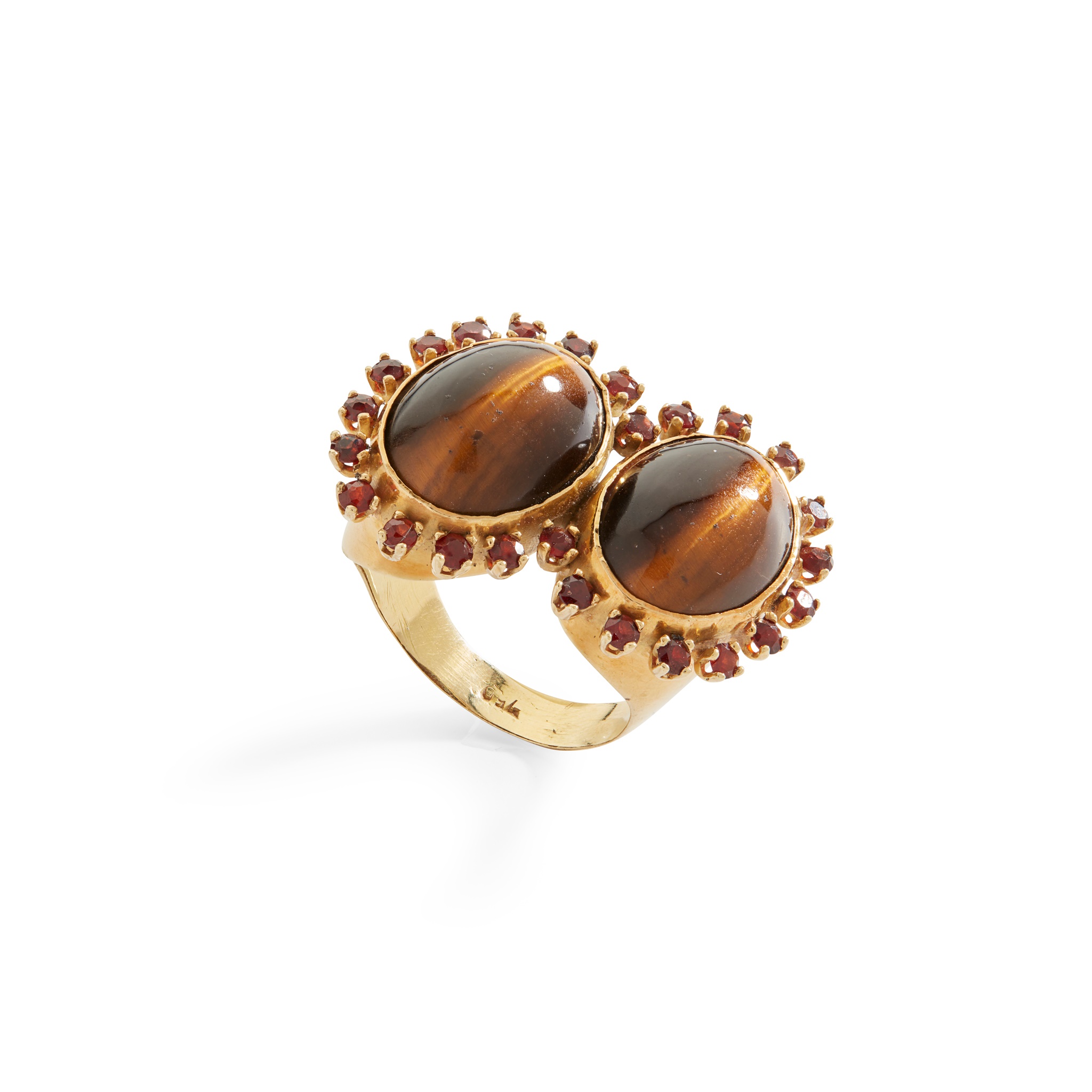 A tiger's eye and garnet dress ring