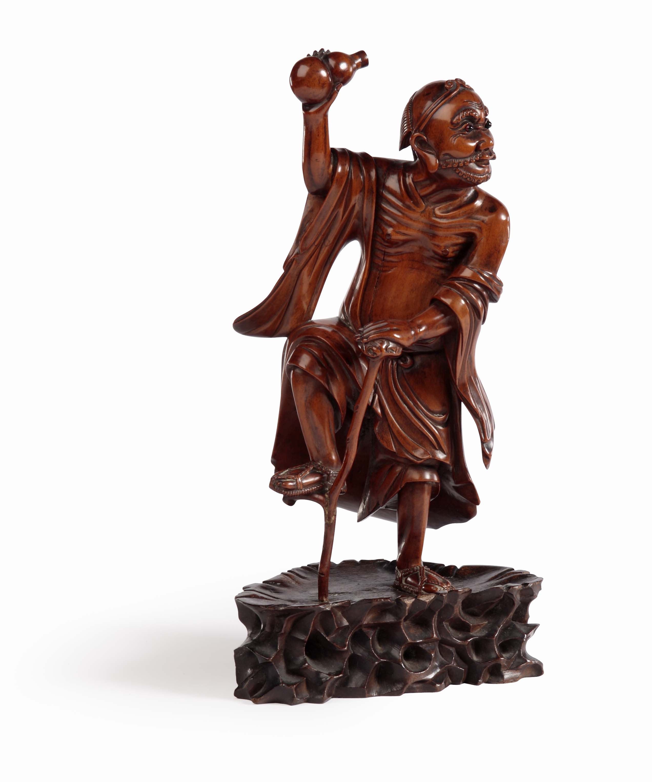 A Japanese carved hardwood figure of Li Tie Kuai, Meiji period