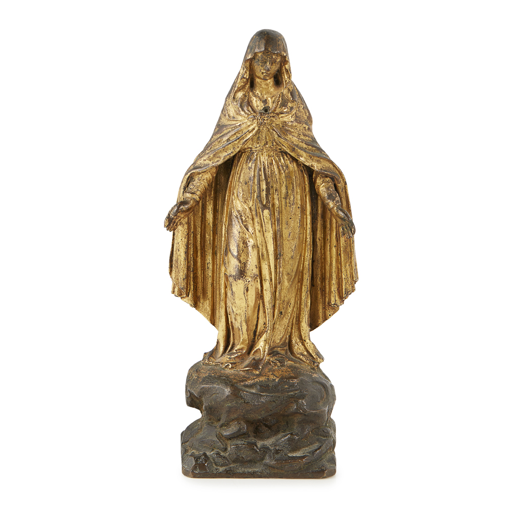 CONTINENTAL GILT BRONZE FIGURE OF THE MADONNA
