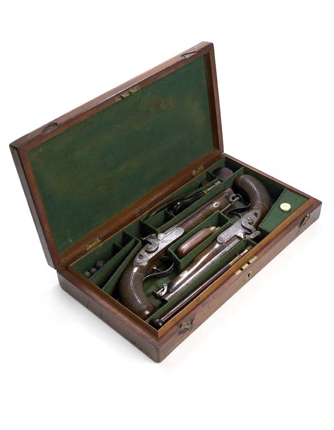 A pair of early 19th century officer's percussion pistols