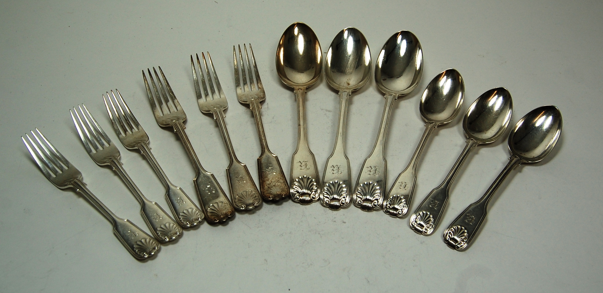 A matched collection of flatware