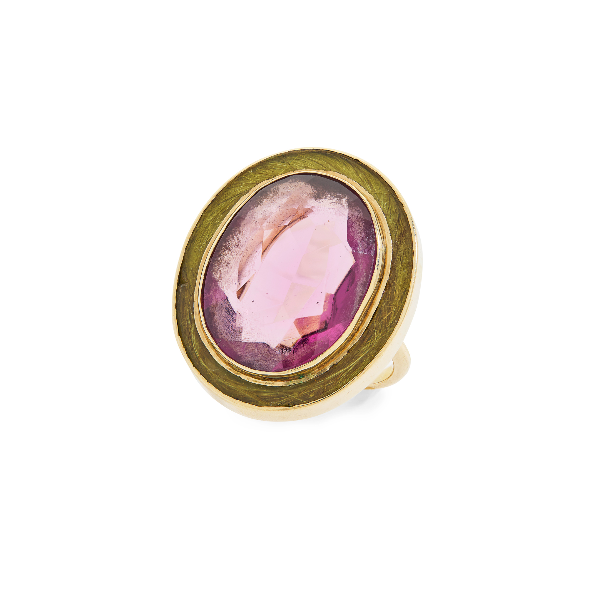 A purple paste and hairwork mourning ring