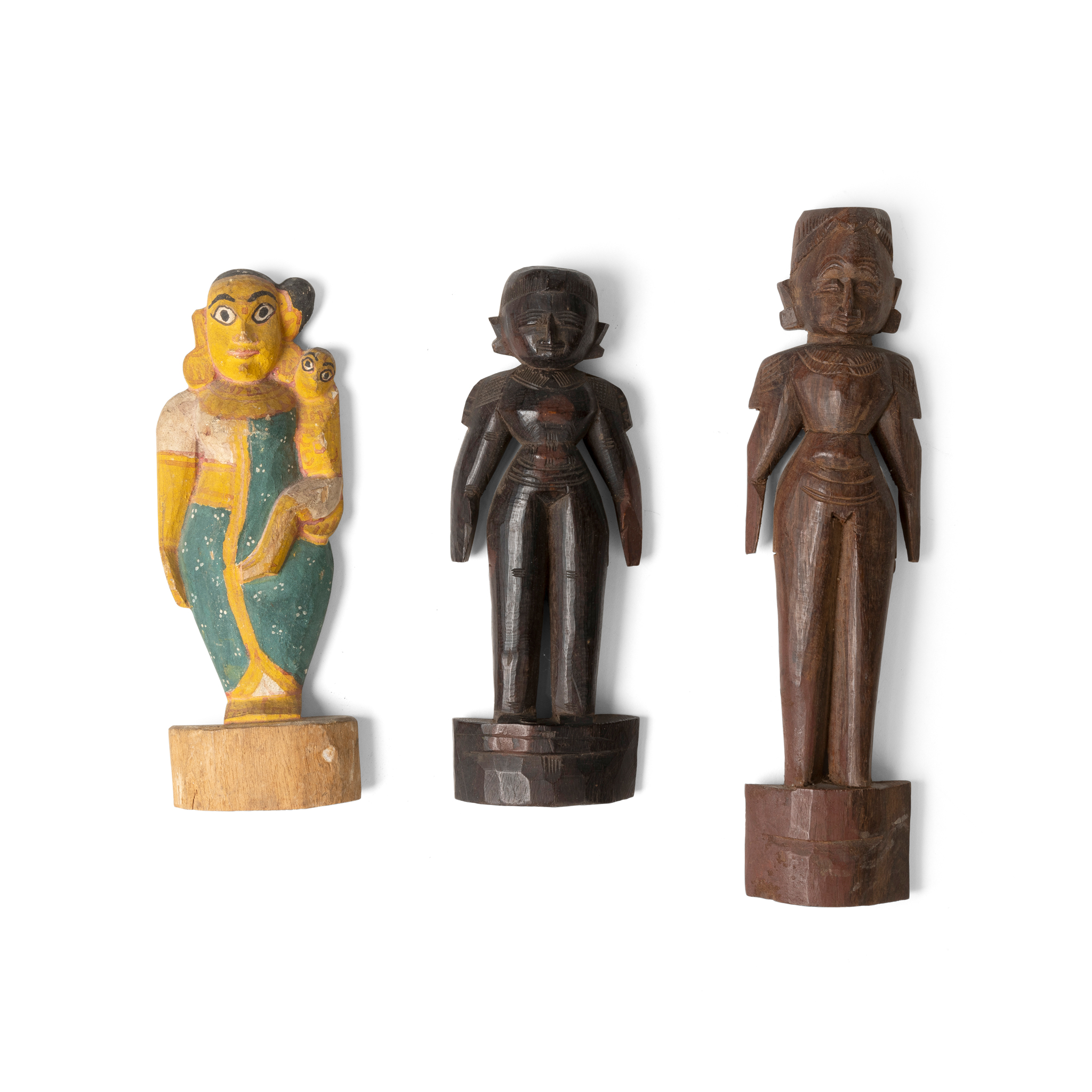THREE WOOD CARVINGS OF DEITIES