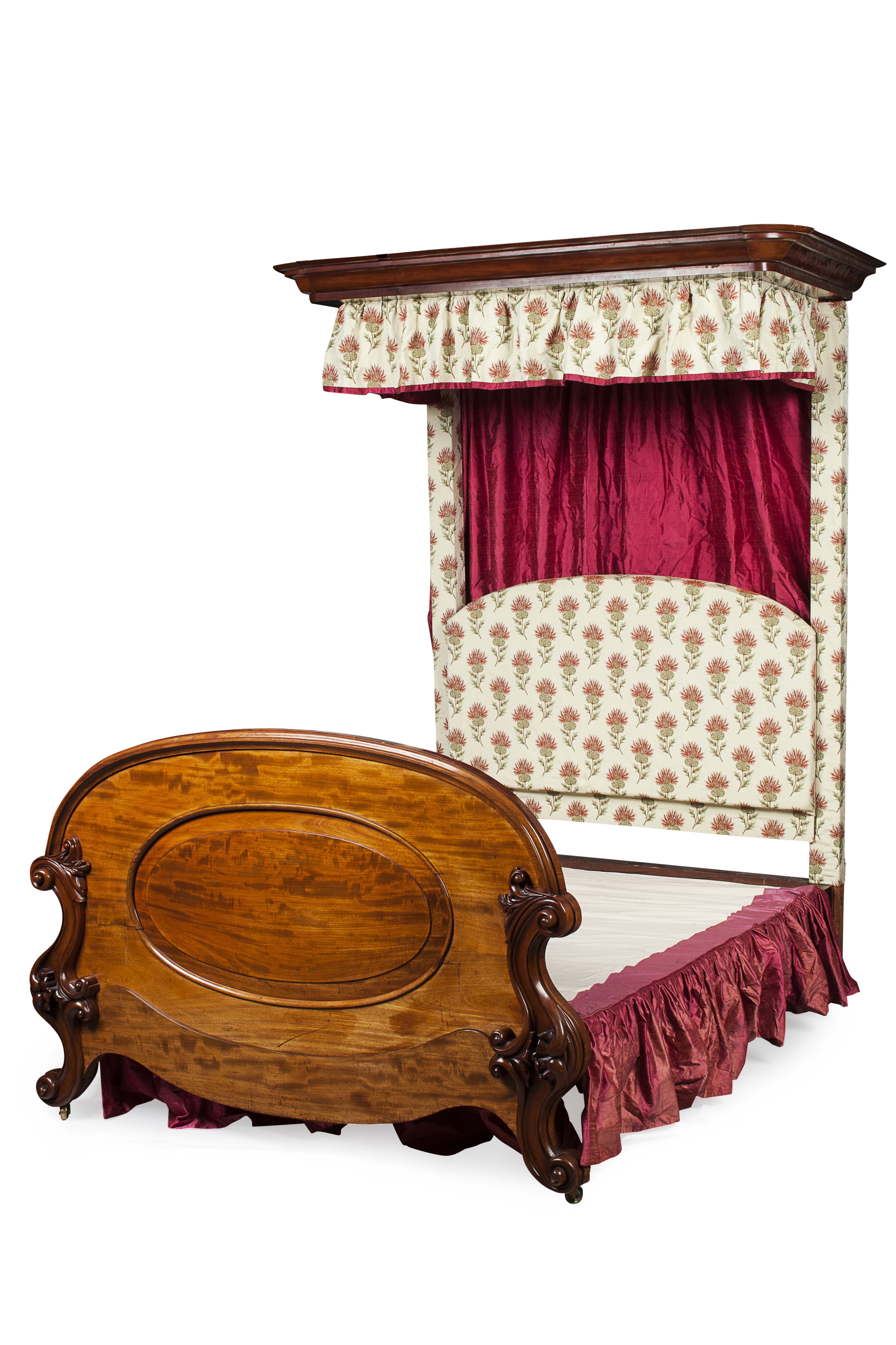 VICTORIAN MAHOGANY FRAMED HALF TESTER BED