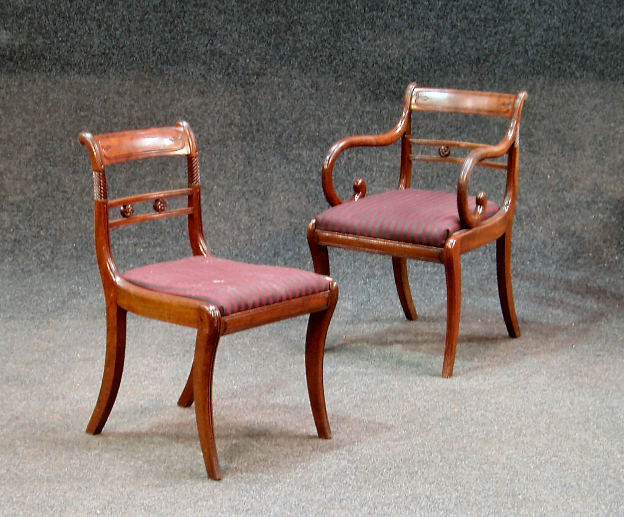 A set of eight Regency dining chairs