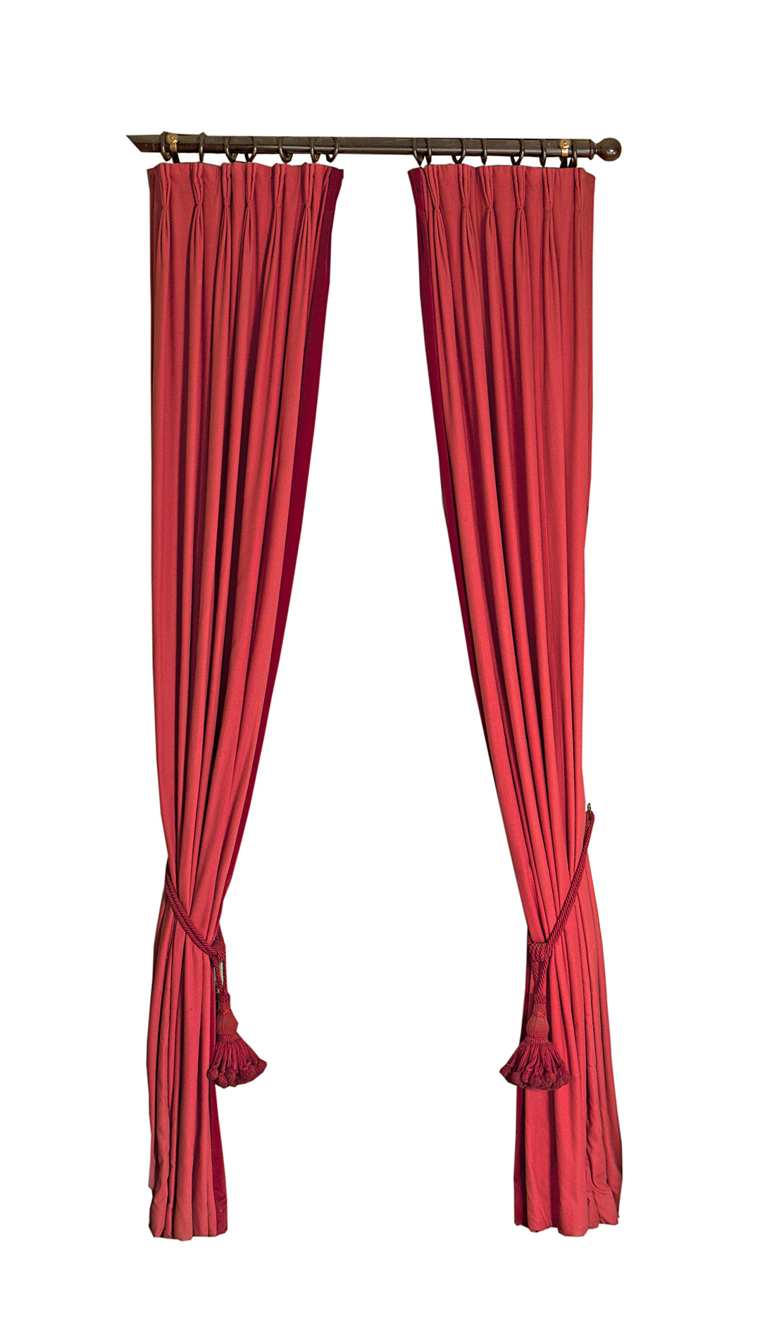 TWO PAIRS OF RED VELVET CURTAINS