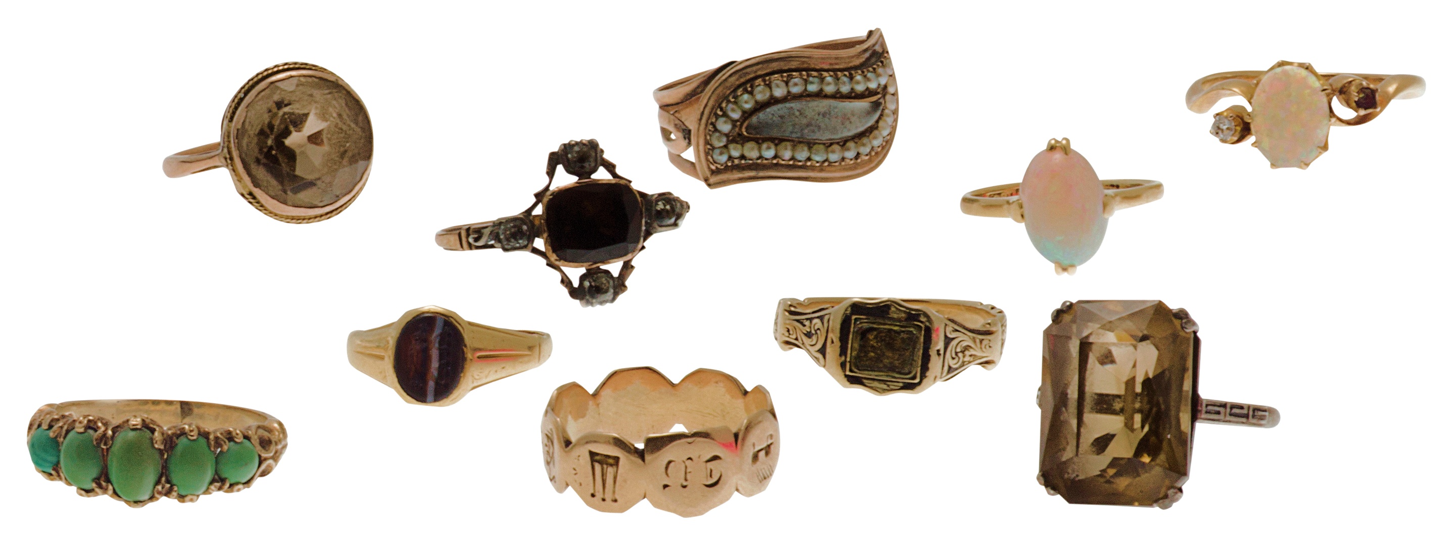 A collection of Georgian and other gem set rings
