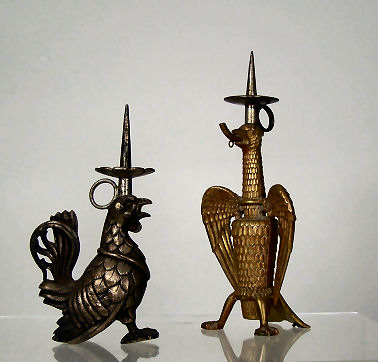Two similar pricket-candlesticks, in the Medieval German taste