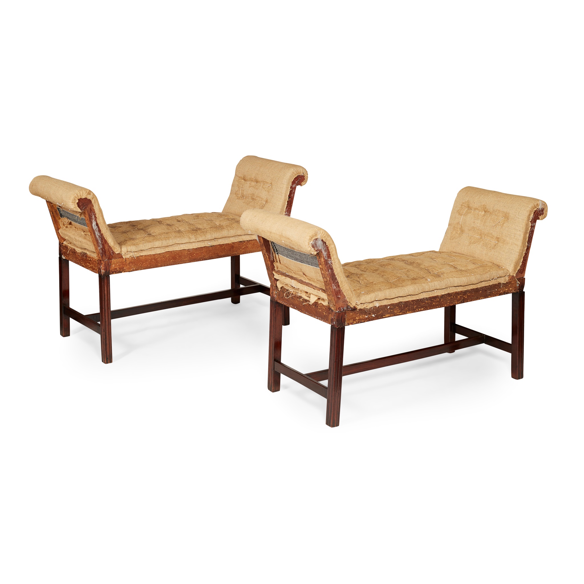 PAIR OF GEORGE III MAHOGANY WINDOW SEATS