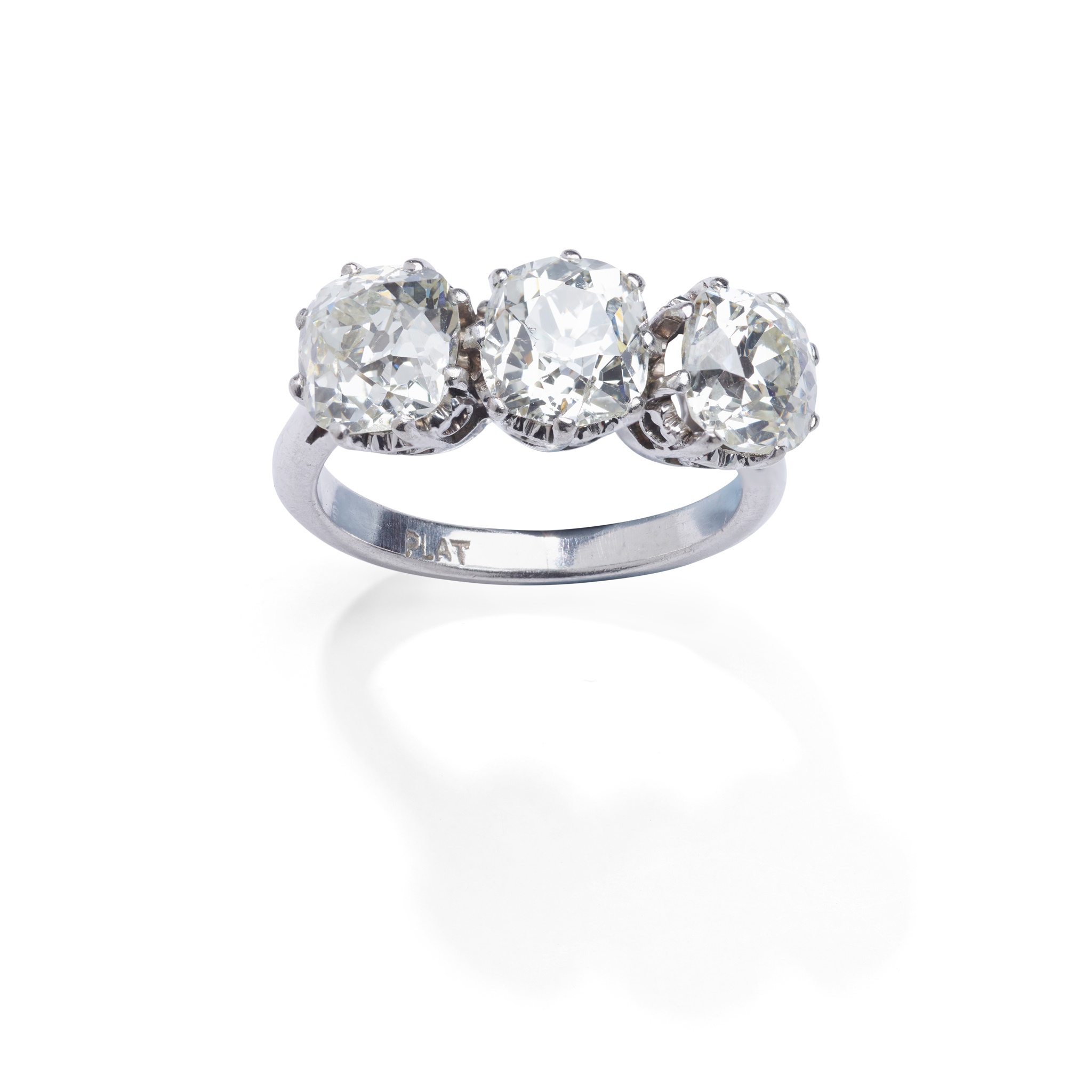 A diamond three-stone ring