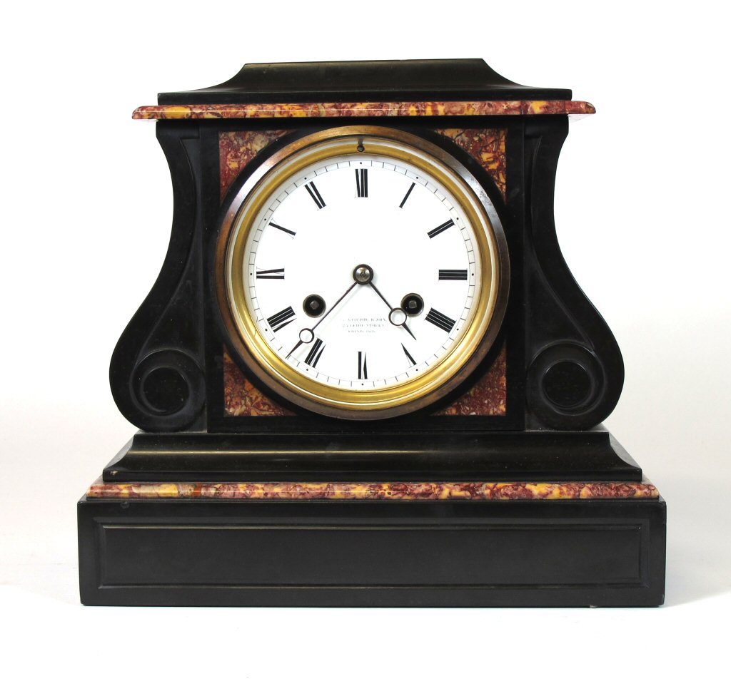 A 19th century slate mantel clock By Ritchie & Son, Edinburgh