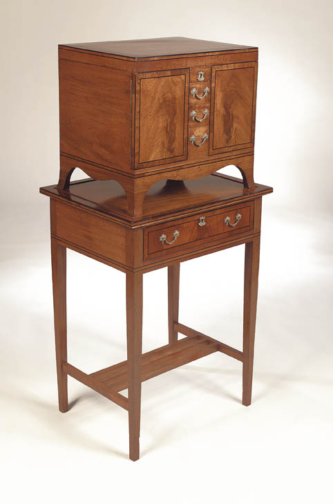 A 19th century mahogany canteen on stand,