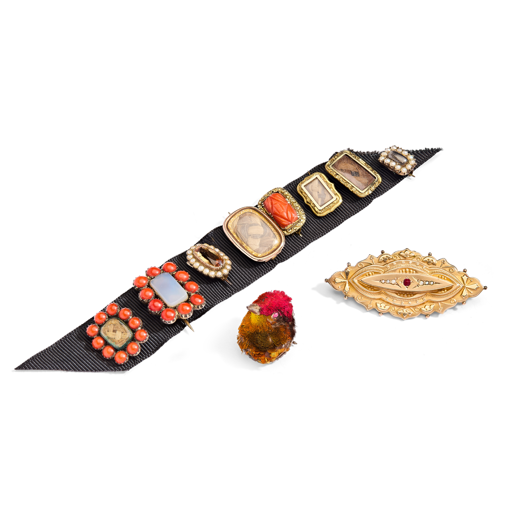 A collection of late 19th century mourning and other jewellery