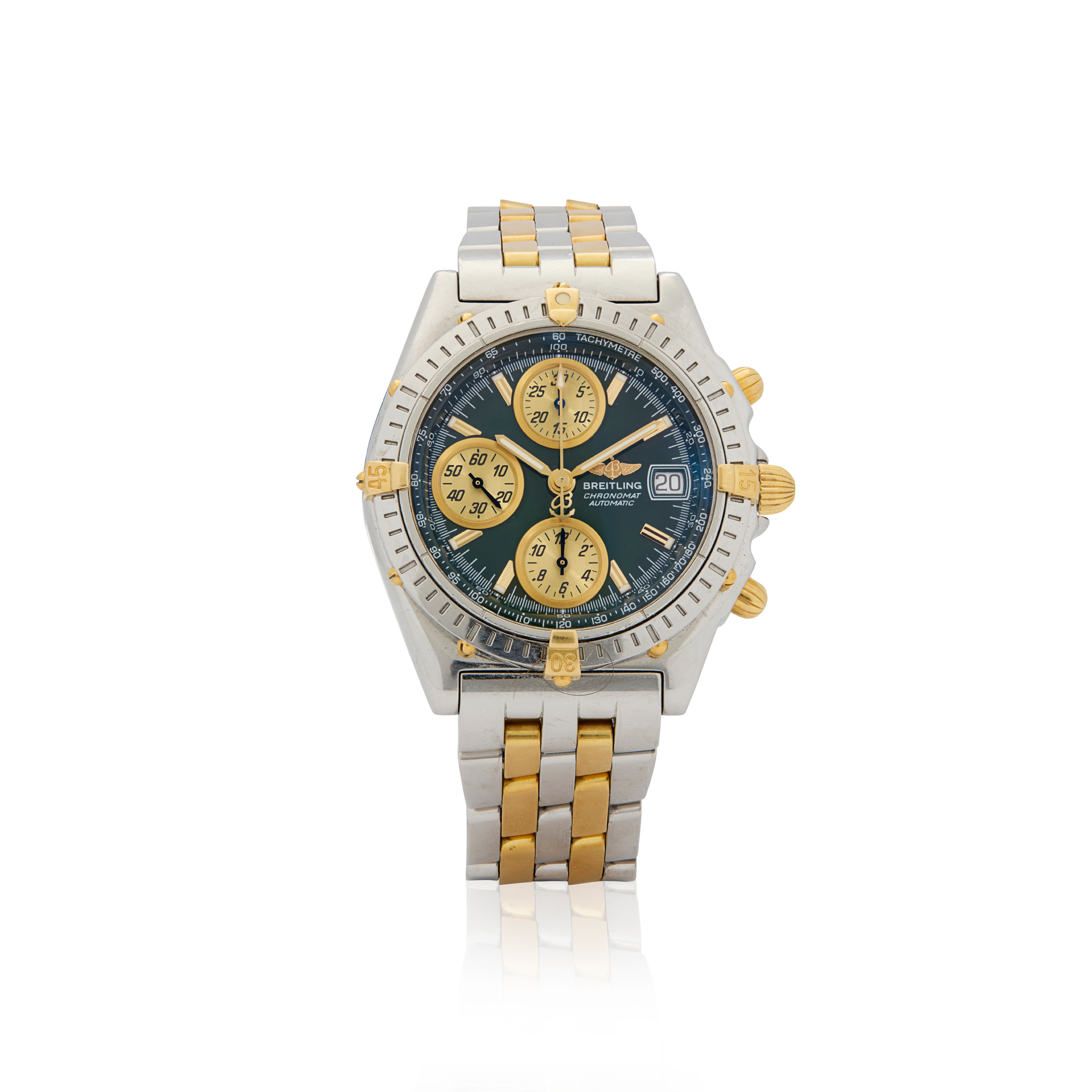 Breitling. A stainless steel and gold automatic chronograph wristwatch
