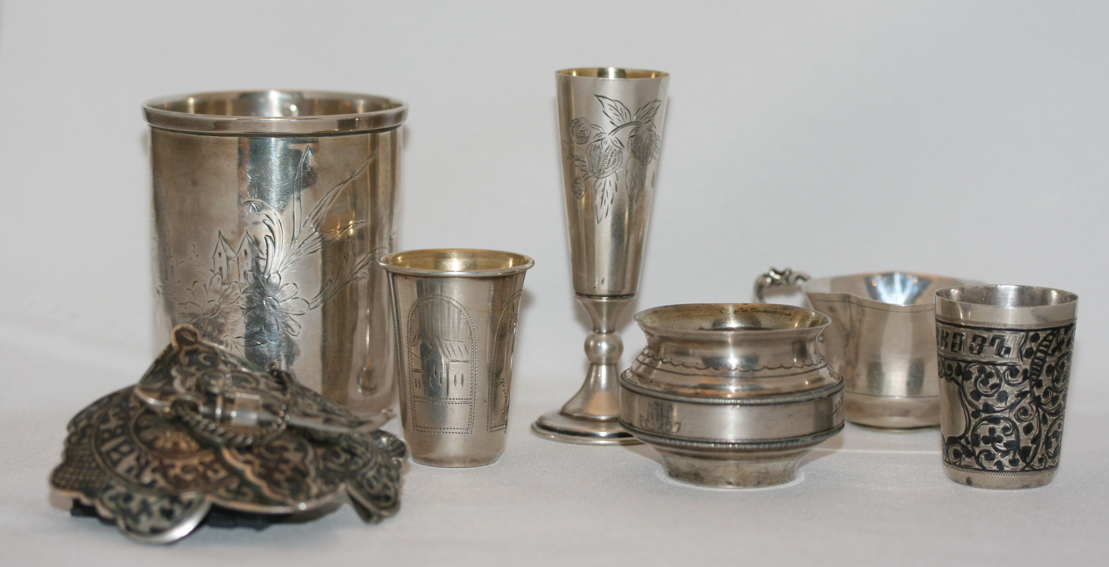 A group of 19th century Russian silver to include;